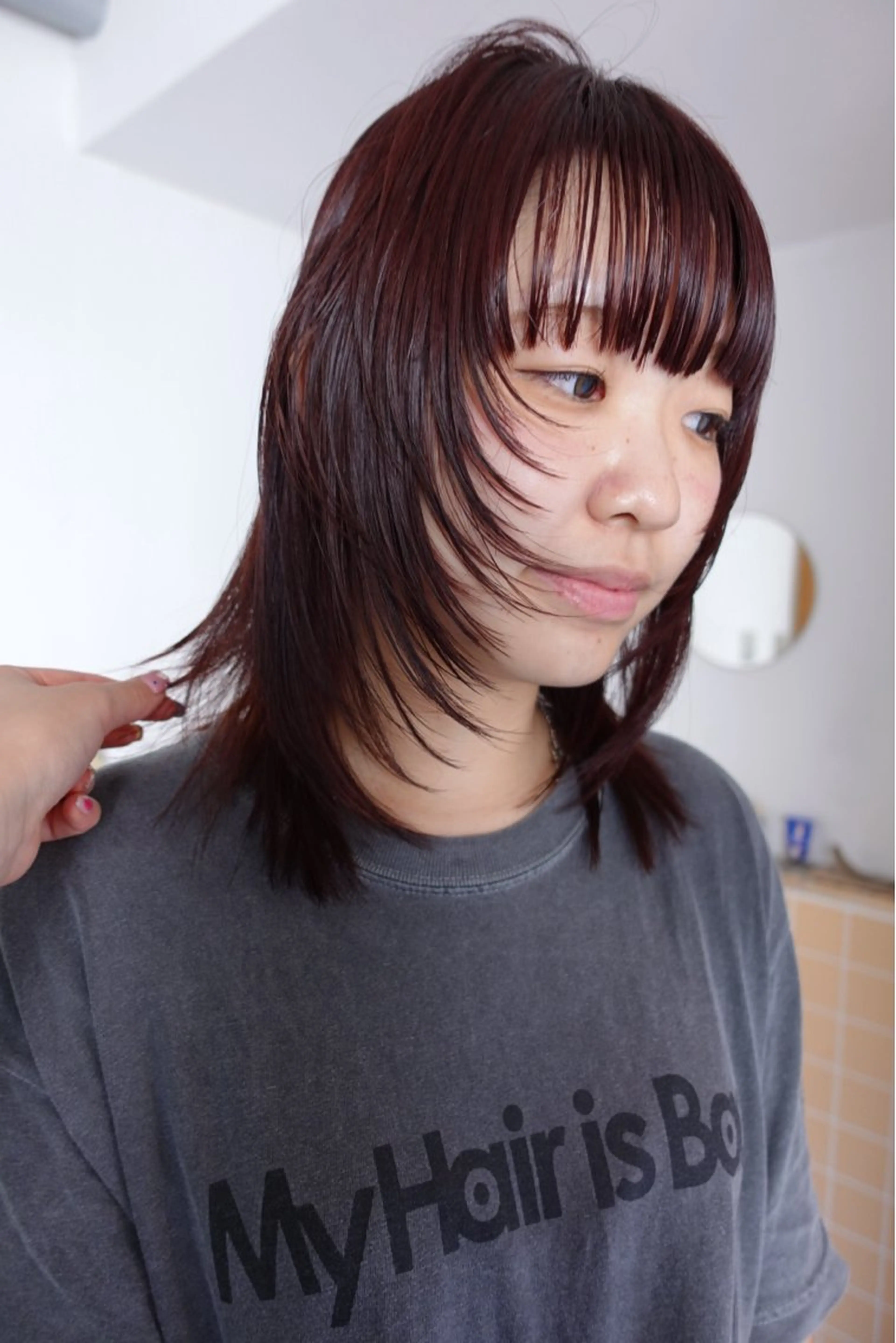 ミディアム カラー カット ヘアカラー トリートメント sakura🌸 レイヤー/nelkeのヘアスタイル