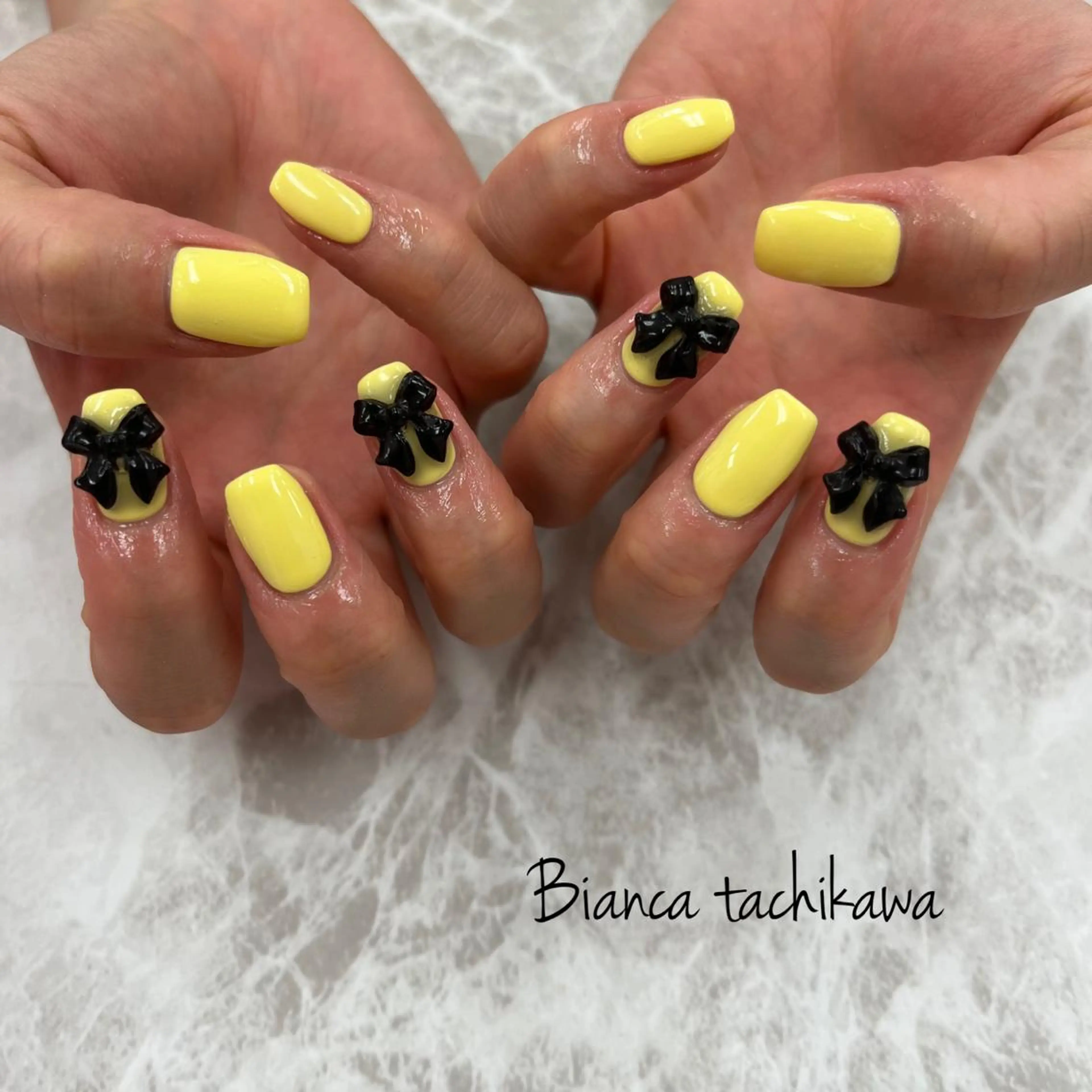 ネイル リボン ハンドネイル Bianca☁国分寺 🤍店長/黒木愛美のネイルデザイン