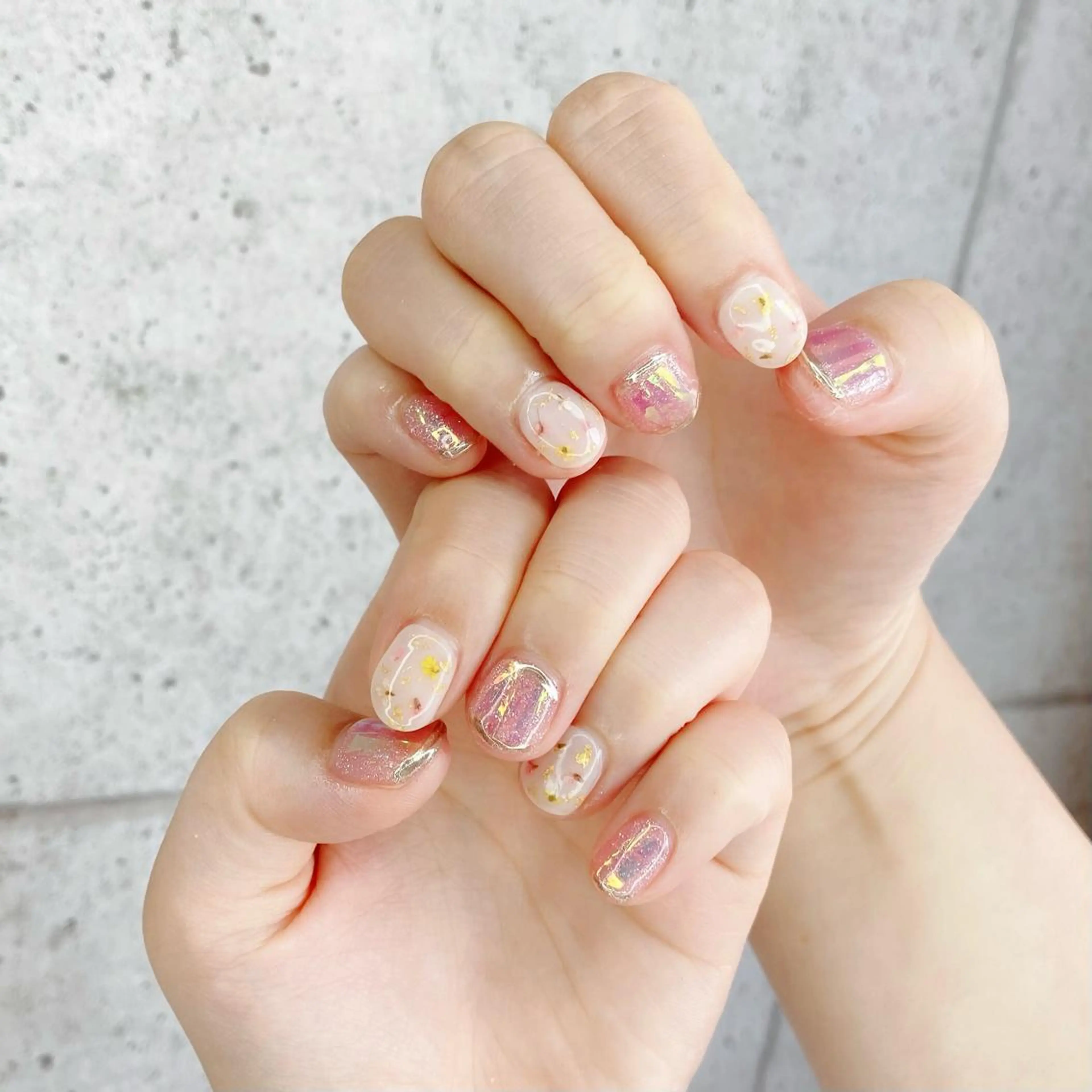 ネイル オーロラネイル フラワーネイル ジェルネイル キラキラネイル ミラーネイル ハンドネイル Nail Kのネイルデザイン