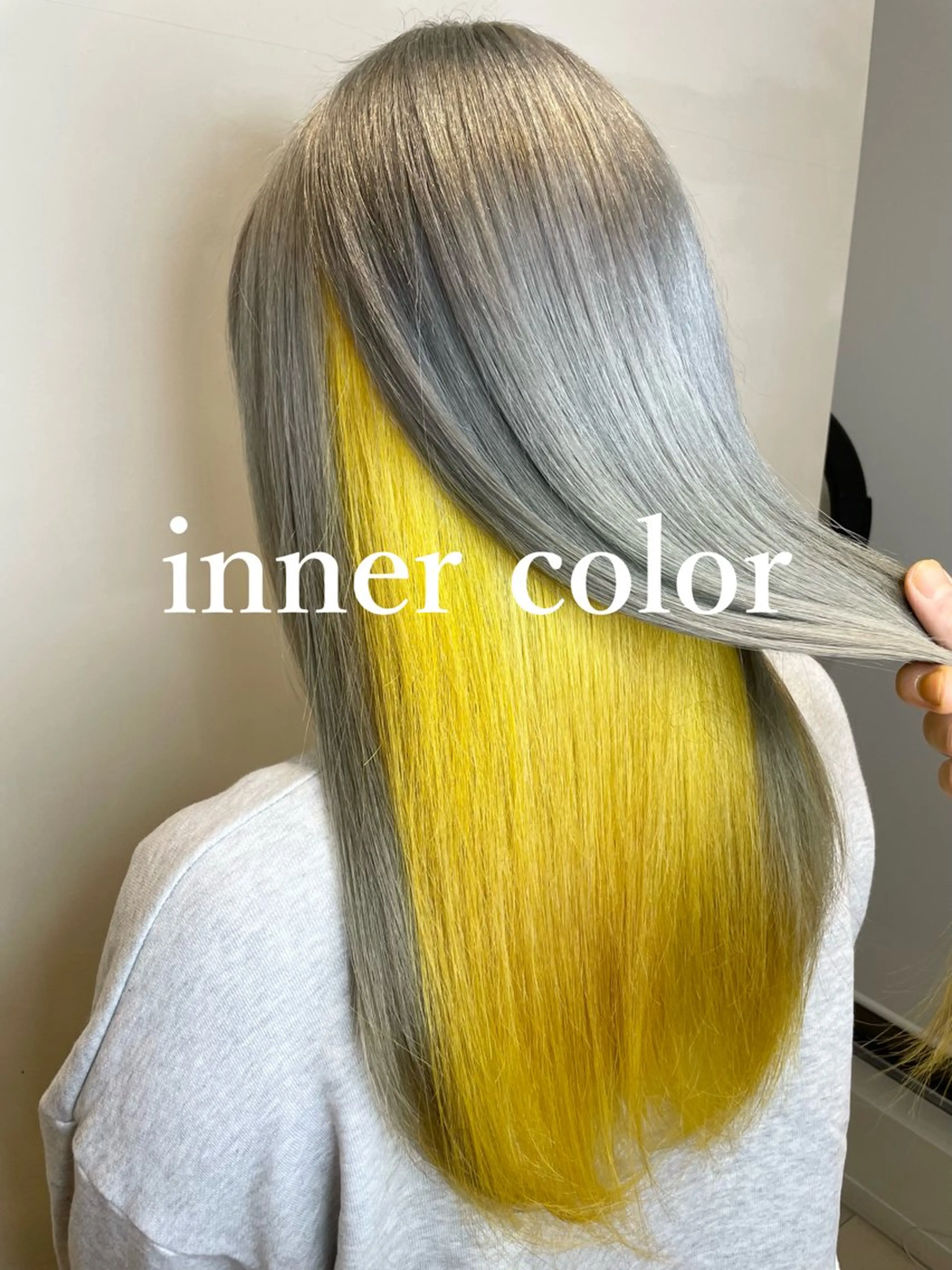 セミロング カラー ブリーチ インナーカラー イエローカラー ヘアカラー matiz マティス　表参道所属・💚【インナーカラー 丸尾　綸太朗】のヘアスタイル