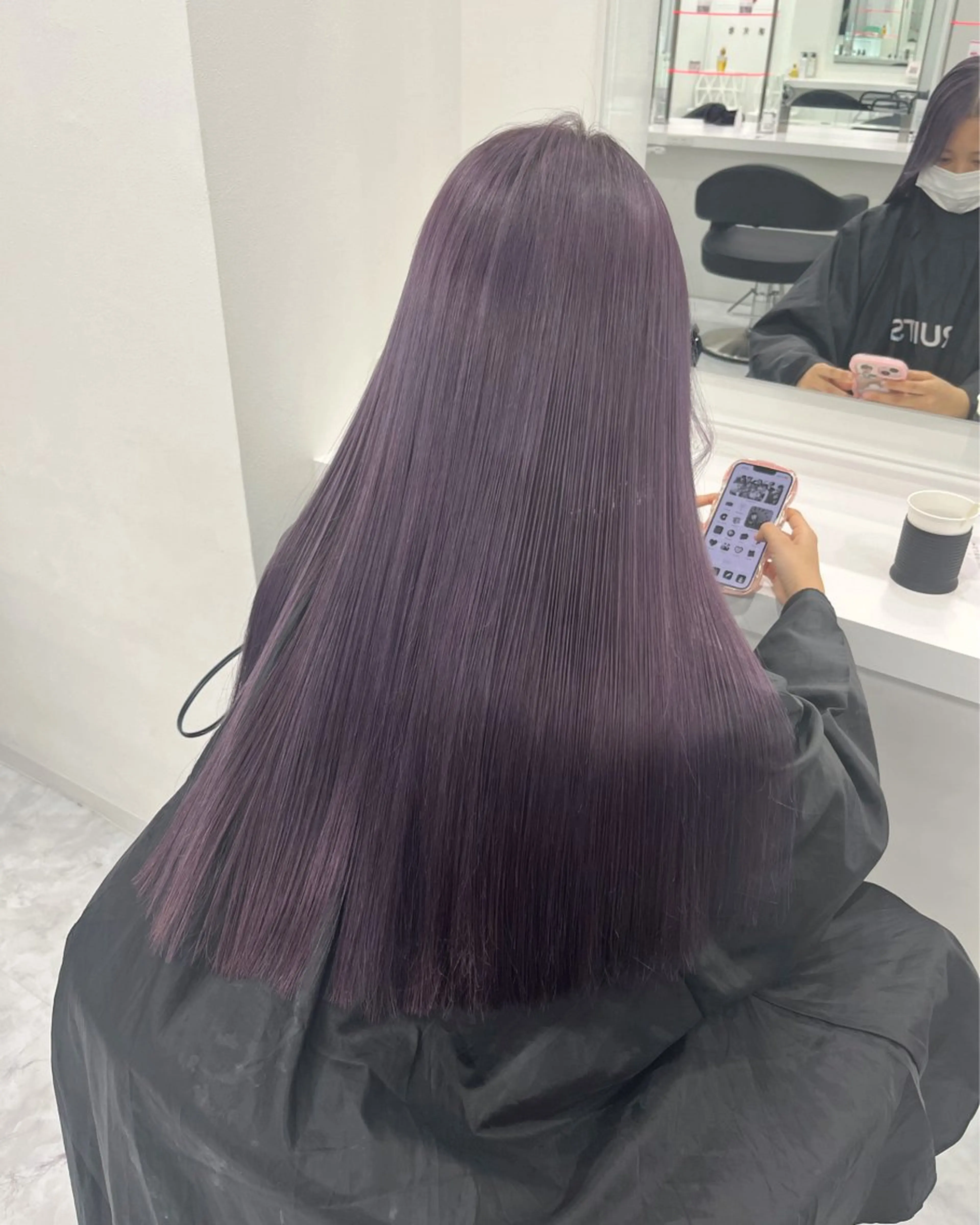 ロング カラー ヘアカラー トリートメント ヘアセット 🩵韓国レイヤー× 寒色カラー🩵のヘアスタイル