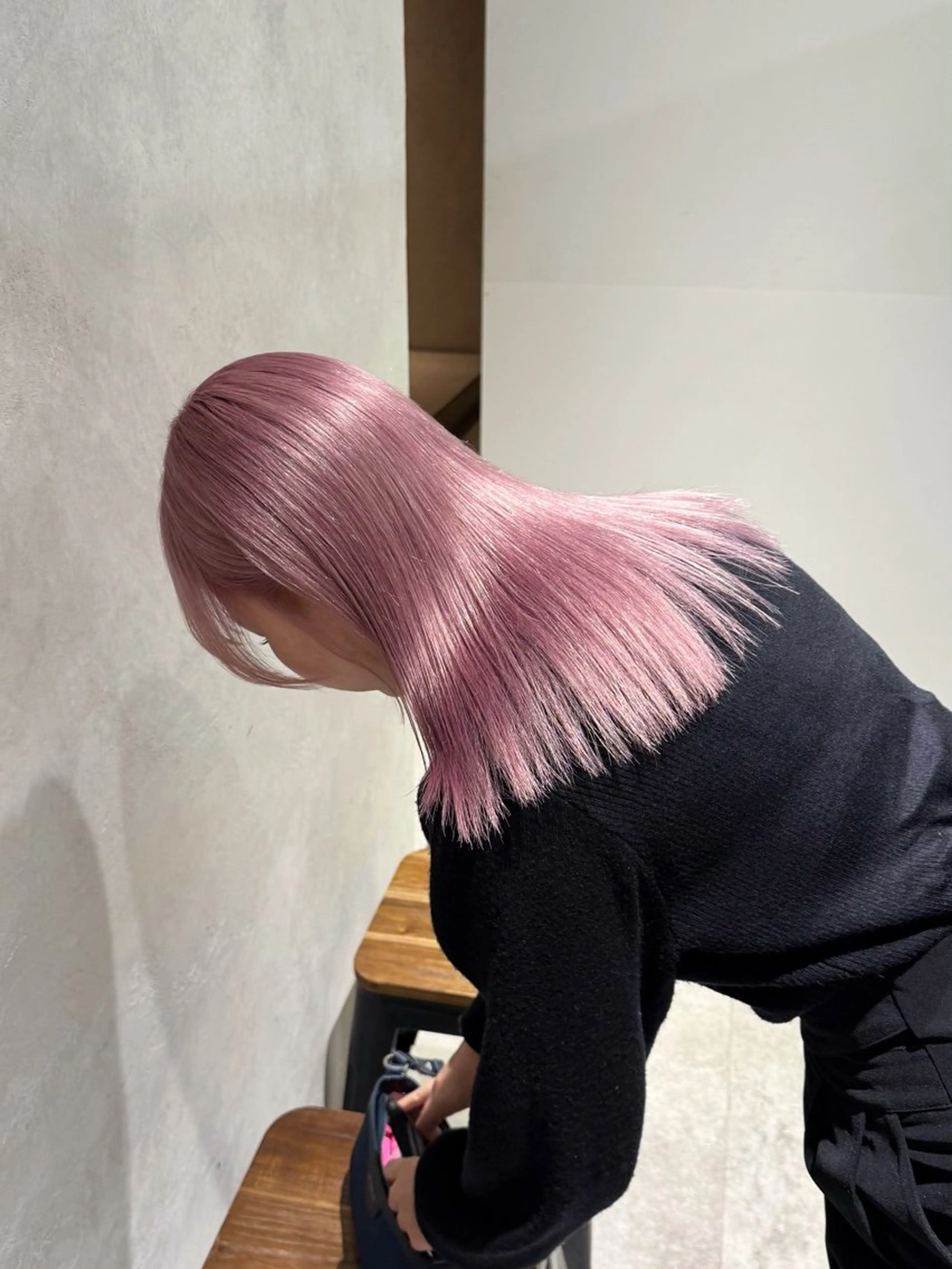 ミディアム カラー ブリーチ ケアブリーチ ラベンダーカラー ピンクカラー ピンクラベンダー カット ヘアカラー レイヤーカット/韓国 艶カラー🪄REN.のヘアスタイル