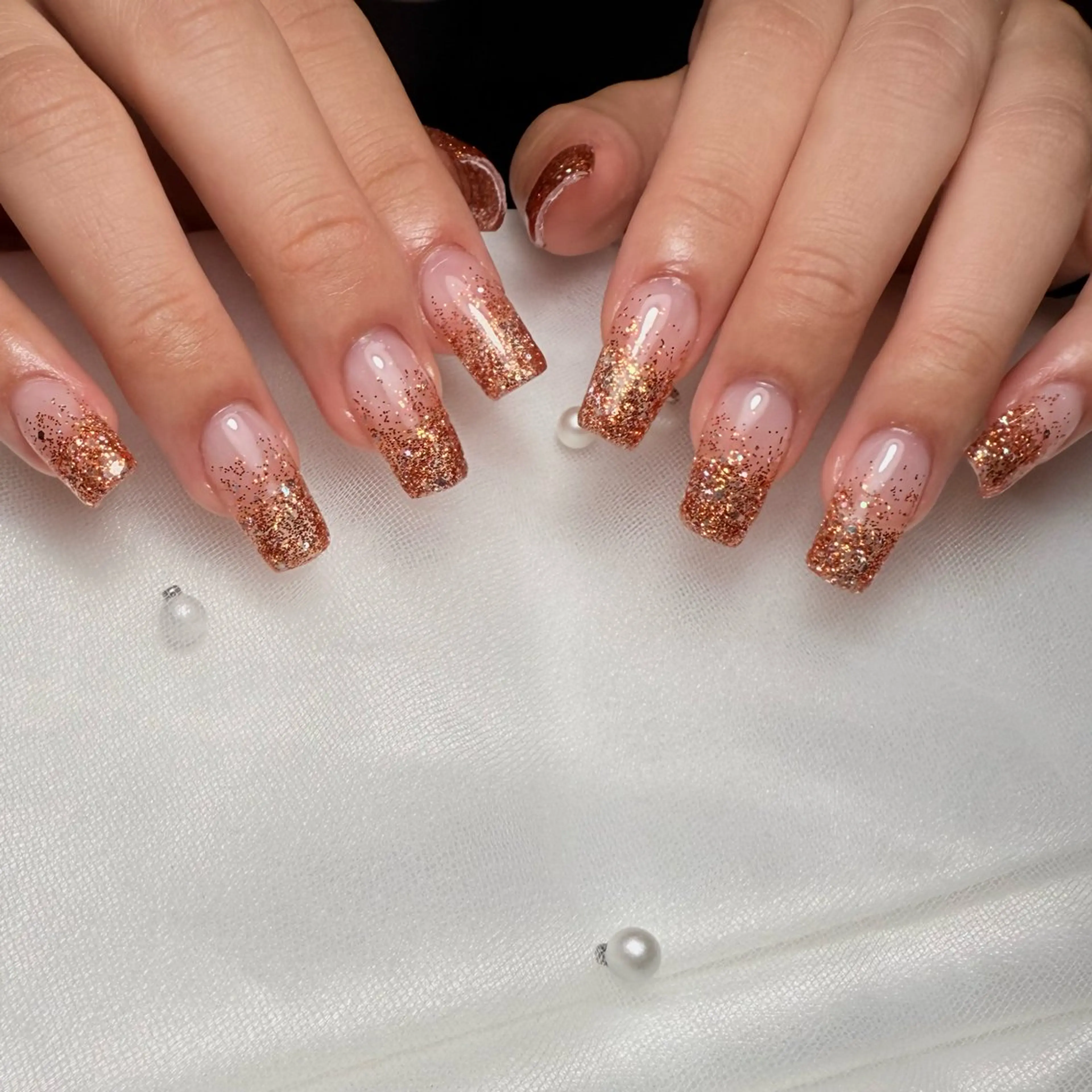 ネイル クリアネイル 長さ出し ジェルネイル グラデーション キラキラネイル ハンドネイル LAMB所属・🌹Belle Nail🌹のネイルデザイン