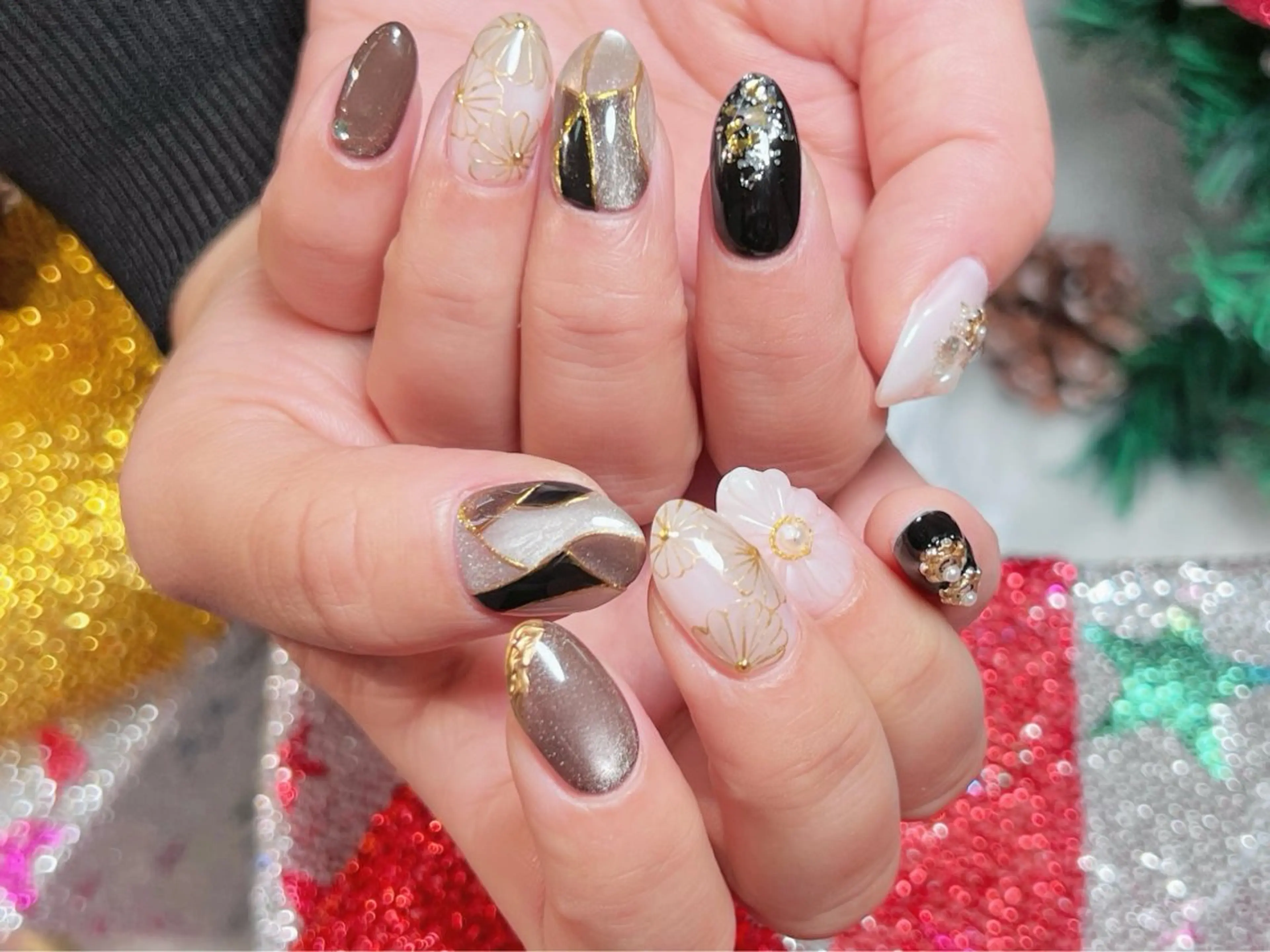 ネイル 成人式 ロングネイル 持ち込み スカルプネイル 冬ネイル ハンドネイル Painty所属・Painty nailのネイルデザイン