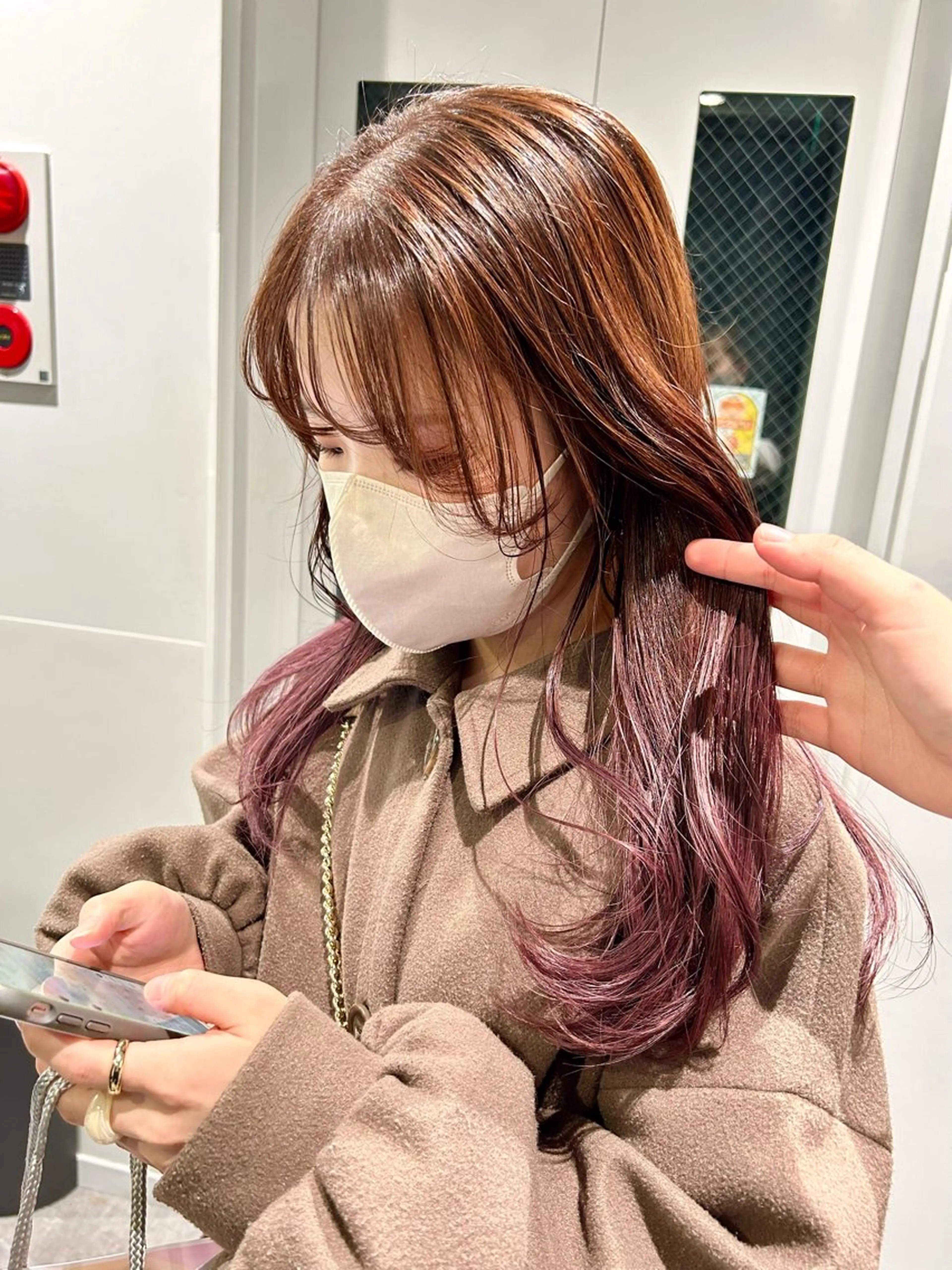 ロング カラー お団子ヘア ブリーチ グラデーションカラー 🎀ヘアセット透明感 /REINA🎀のヘアスタイル