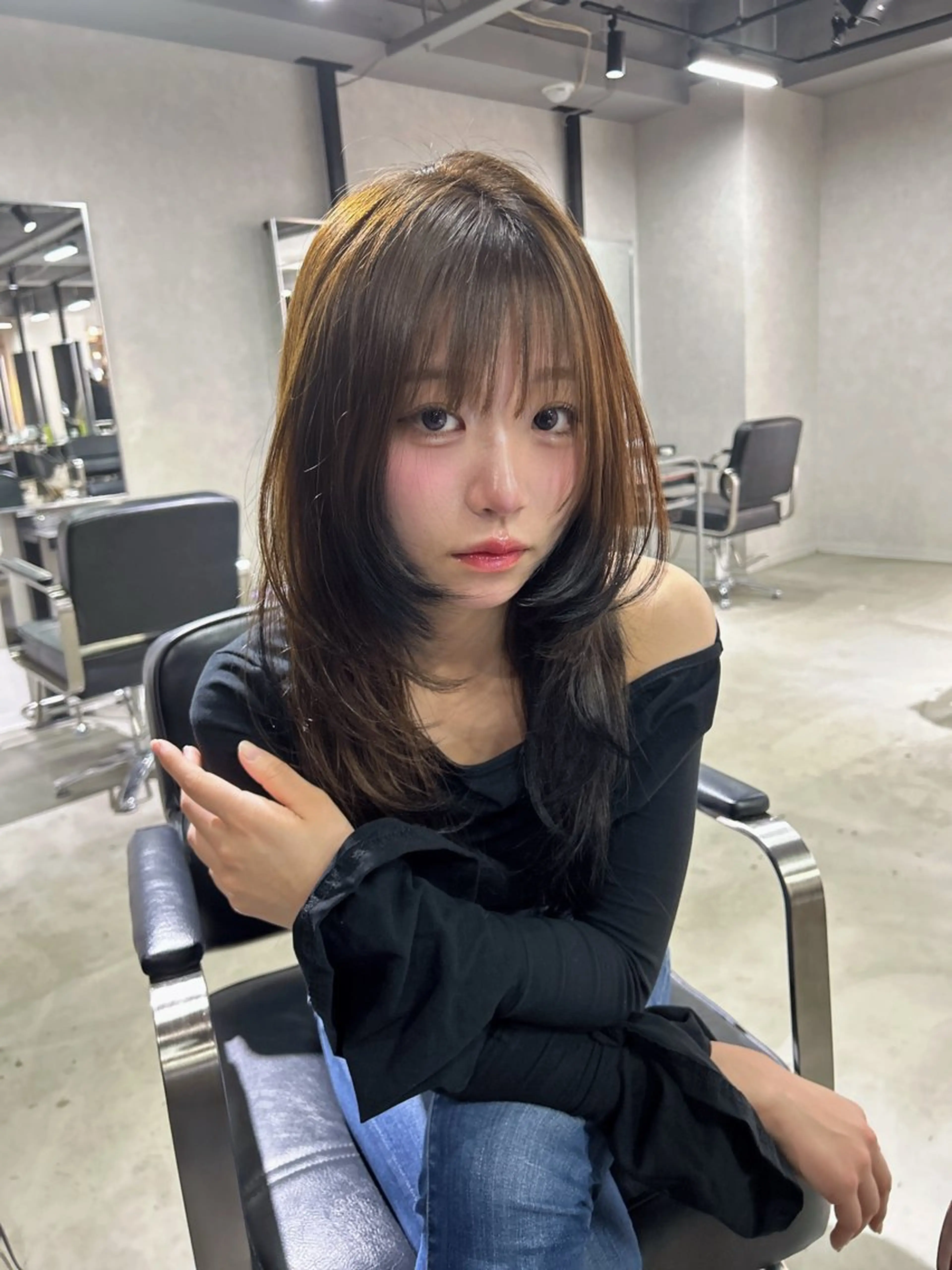 ロング レイヤーカット カット 大阪韓国ヘア/ /酸性縮毛矯正ゆうとのヘアスタイル