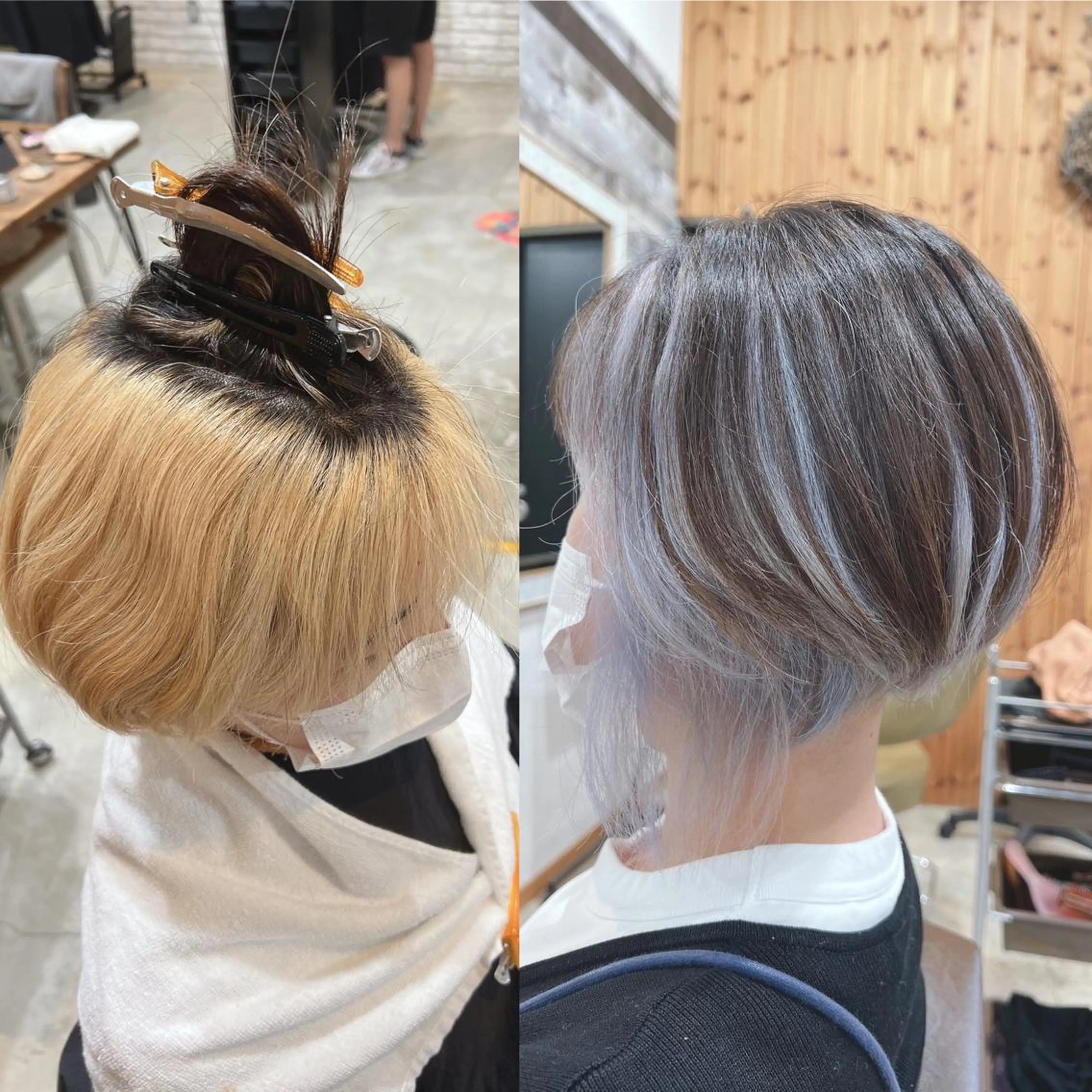 ショート カラー ヘアアレンジ キッズ バレイヤージュ ブリーチ ケアブリーチ 透明感カラー デザインカラー カット ヘアカラー トリートメント 五反田　美容院☆張 明星☆韓国ヘアのヘアスタイル