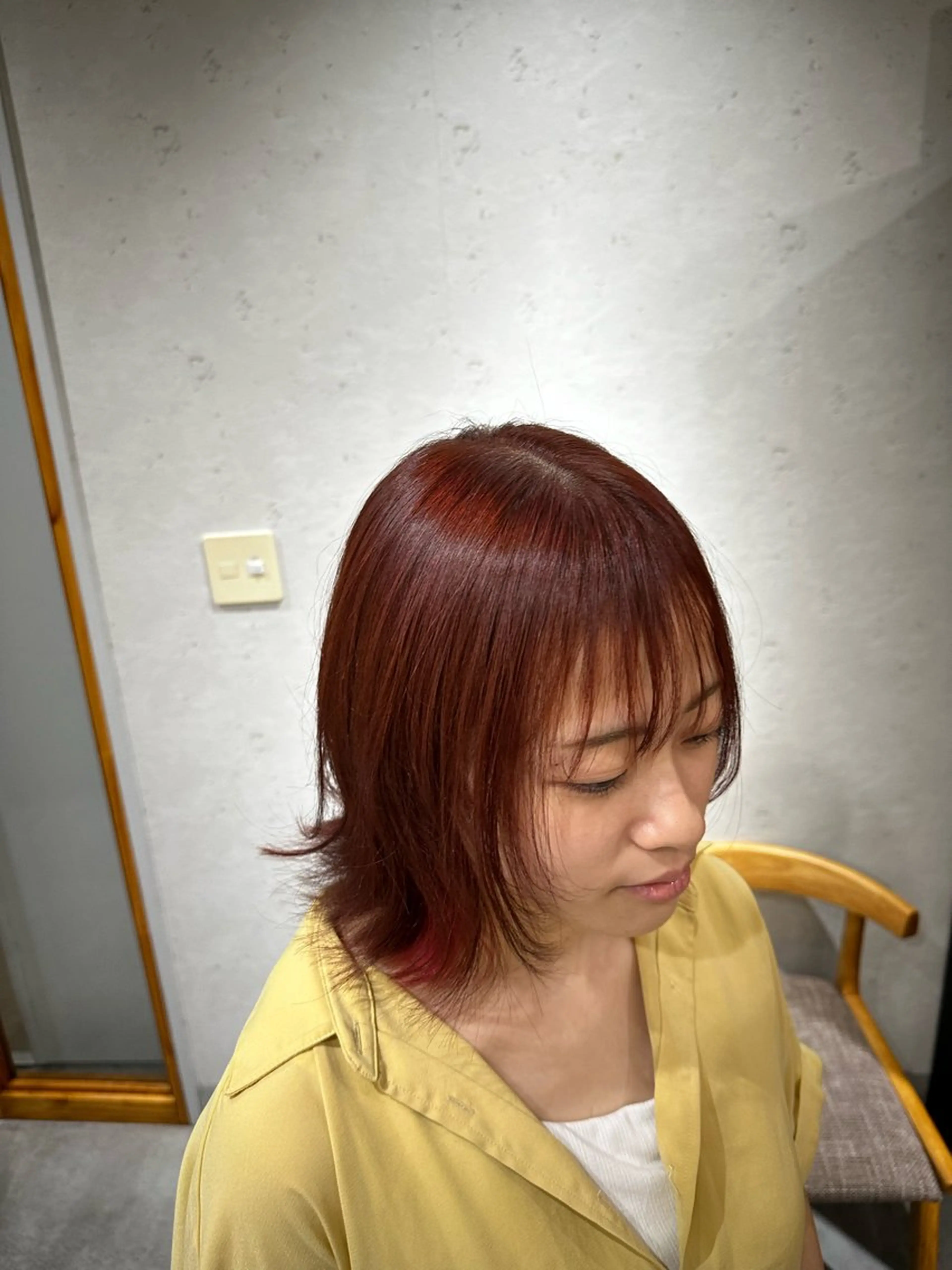 セミロング カラー ブリーチ ブリーチなしカラー ピンクカラー カット ヘアカラー トリートメント JOS所属・上野髪質改善サロン ✂︎touiのヘアスタイル