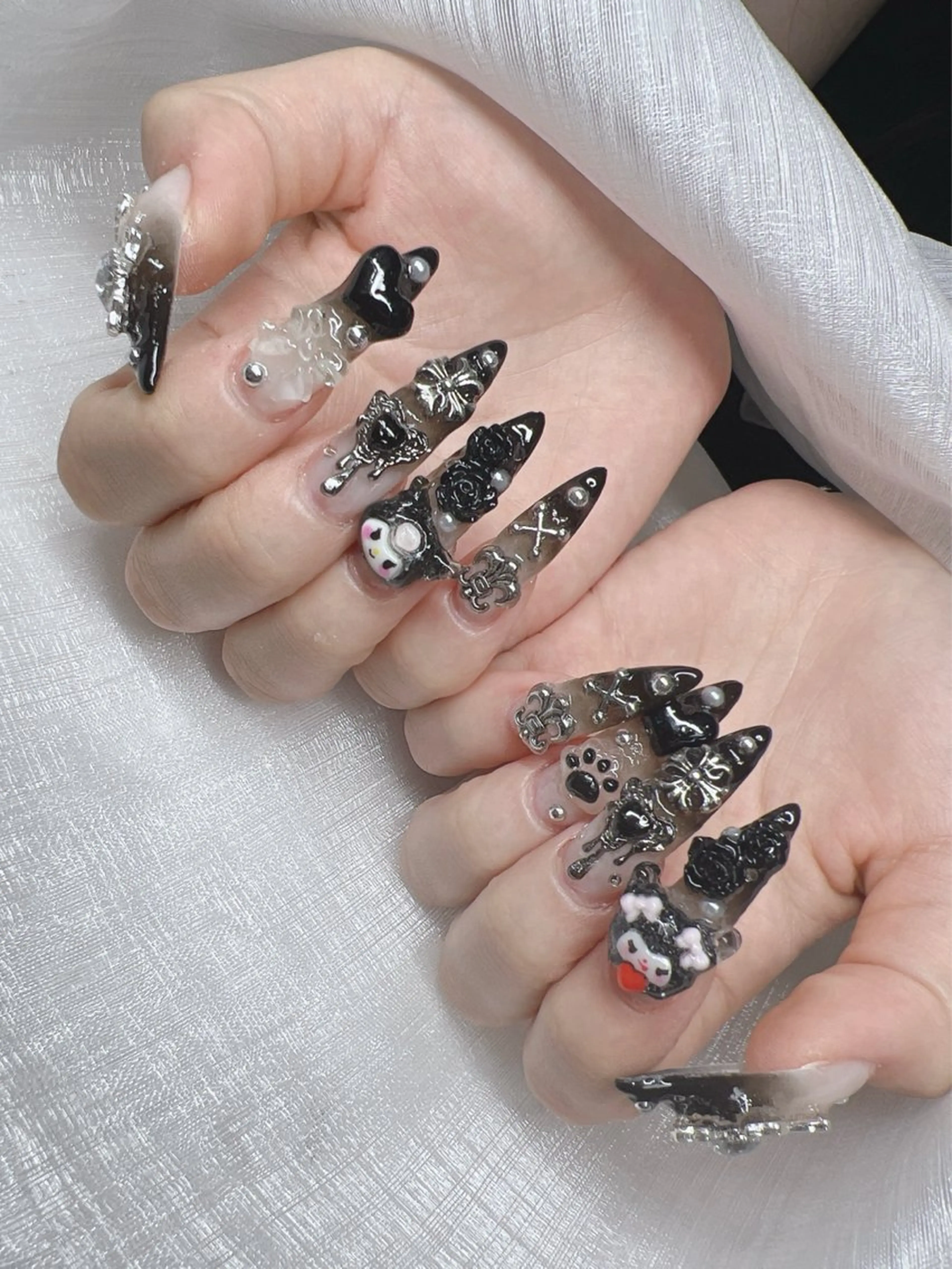 ネイル 長さ出し グラデーション キラキラネイル マグネットネイル ニュアンスネイル ハンドネイル Lee Nails チップ長さだし専門店のネイルデザイン