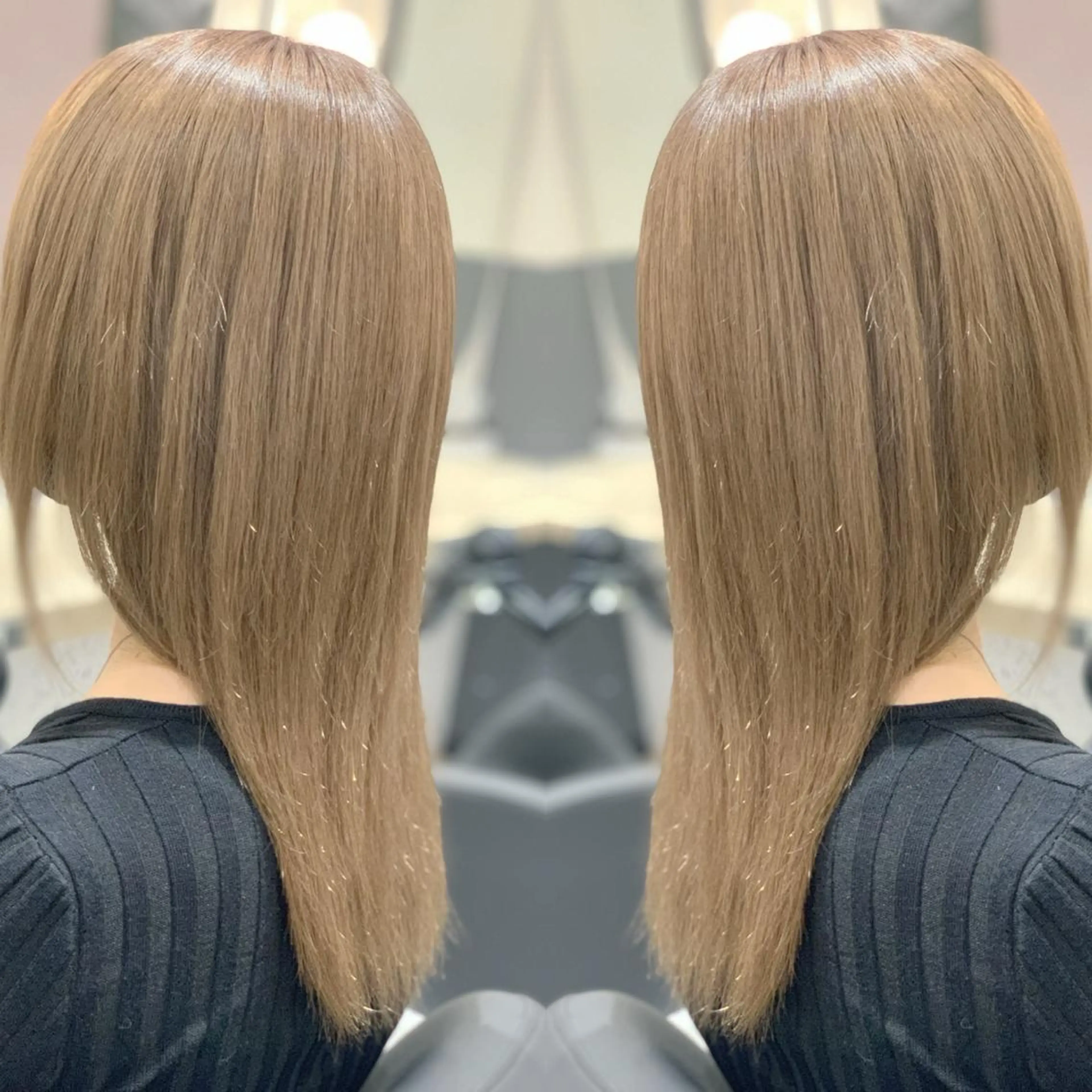 ミディアム カラー ヘアアレンジ カット ヘアカラー トリートメント 髪質改善×ハイトーン 中田啄也のヘアスタイル