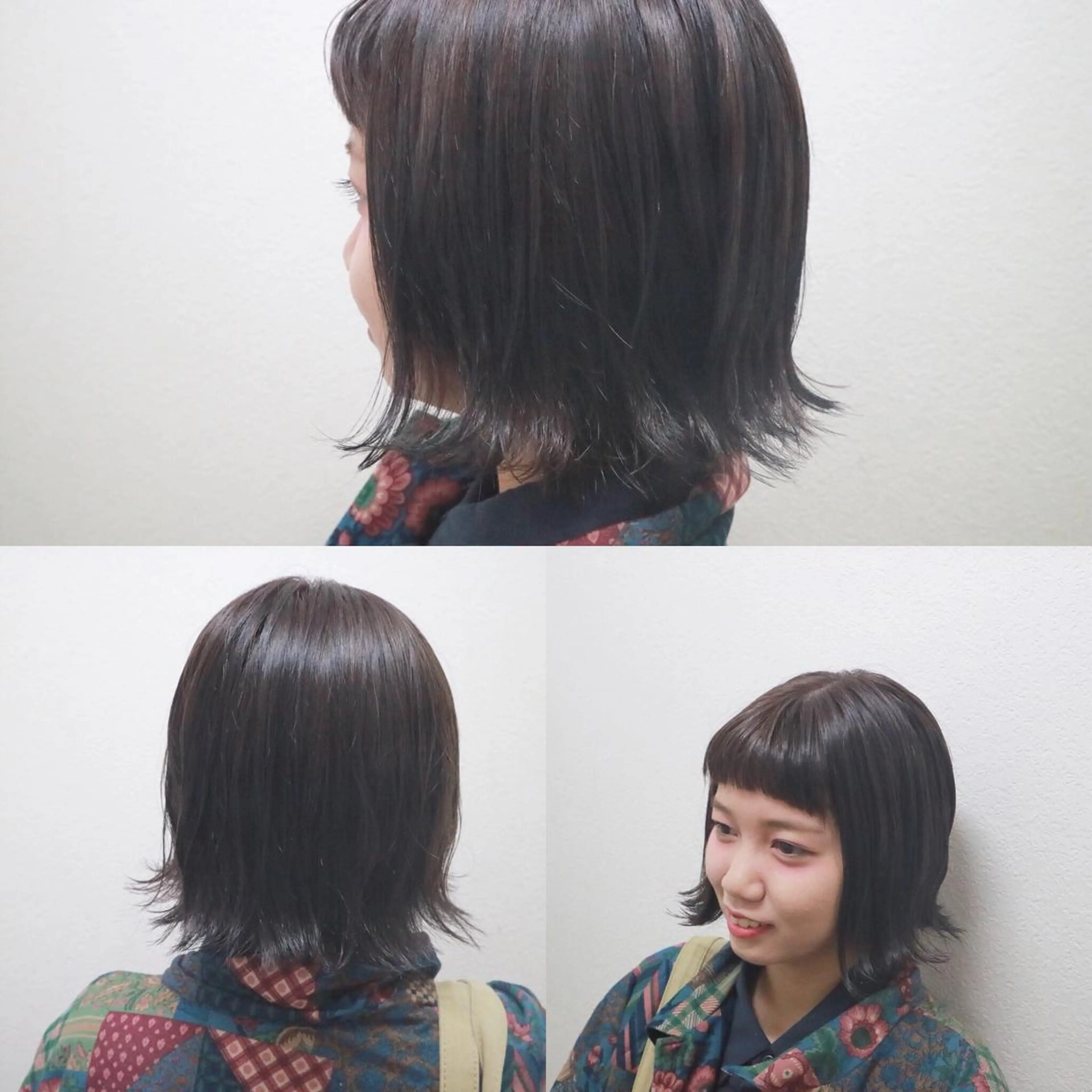 ショート カラー 切りっぱなしボブ アディクシーカラー ボブ オン眉 JIL BLAN 京都のヘアスタイル