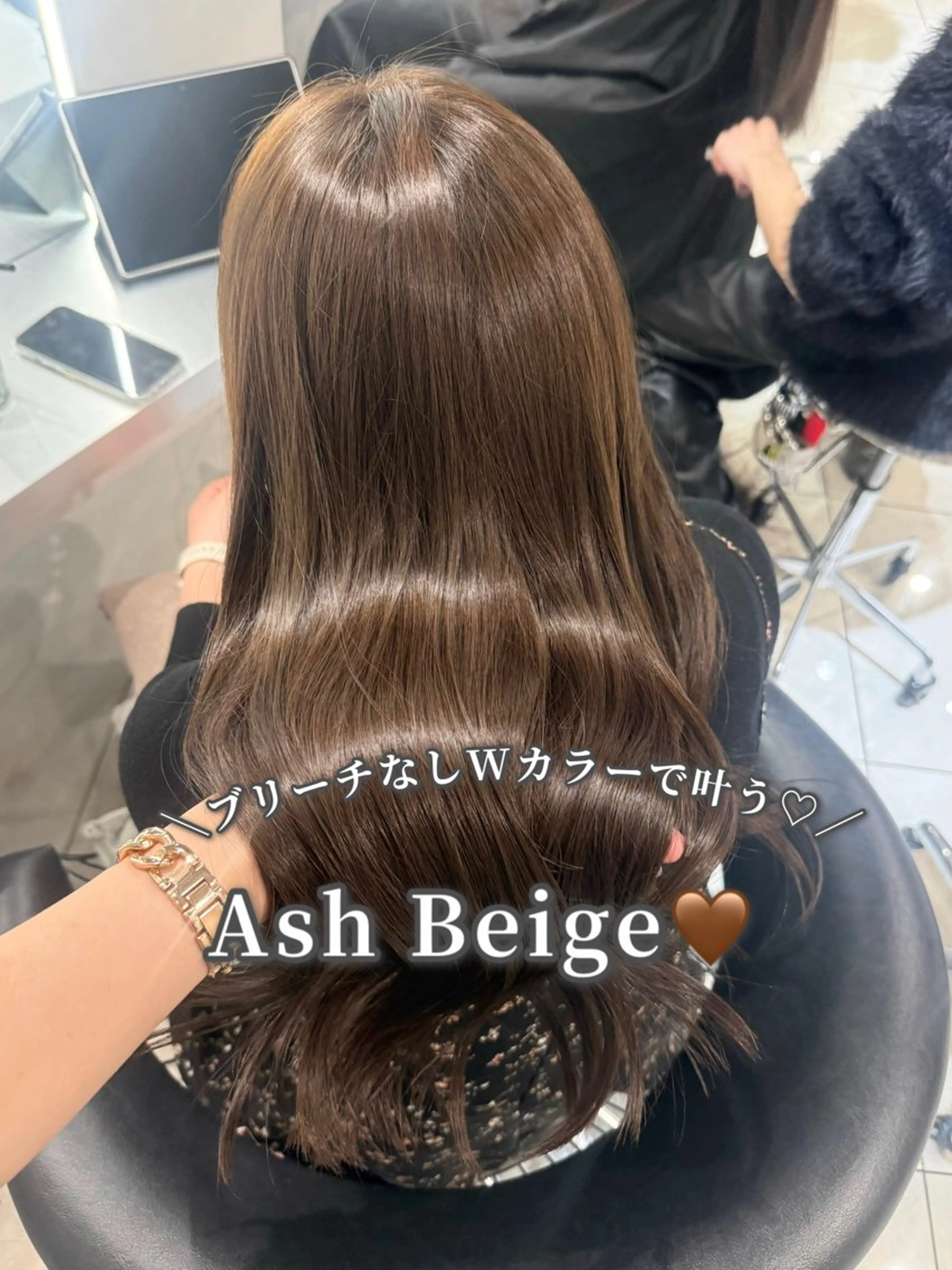 ロング カラー アッシュ ベージュカラー ブリーチ 透明感カラー ブリーチなしカラー ヘアカラー トリートメント 韓国ヘア×艶髪🎀 池袋/Rina🩶のヘアスタイル