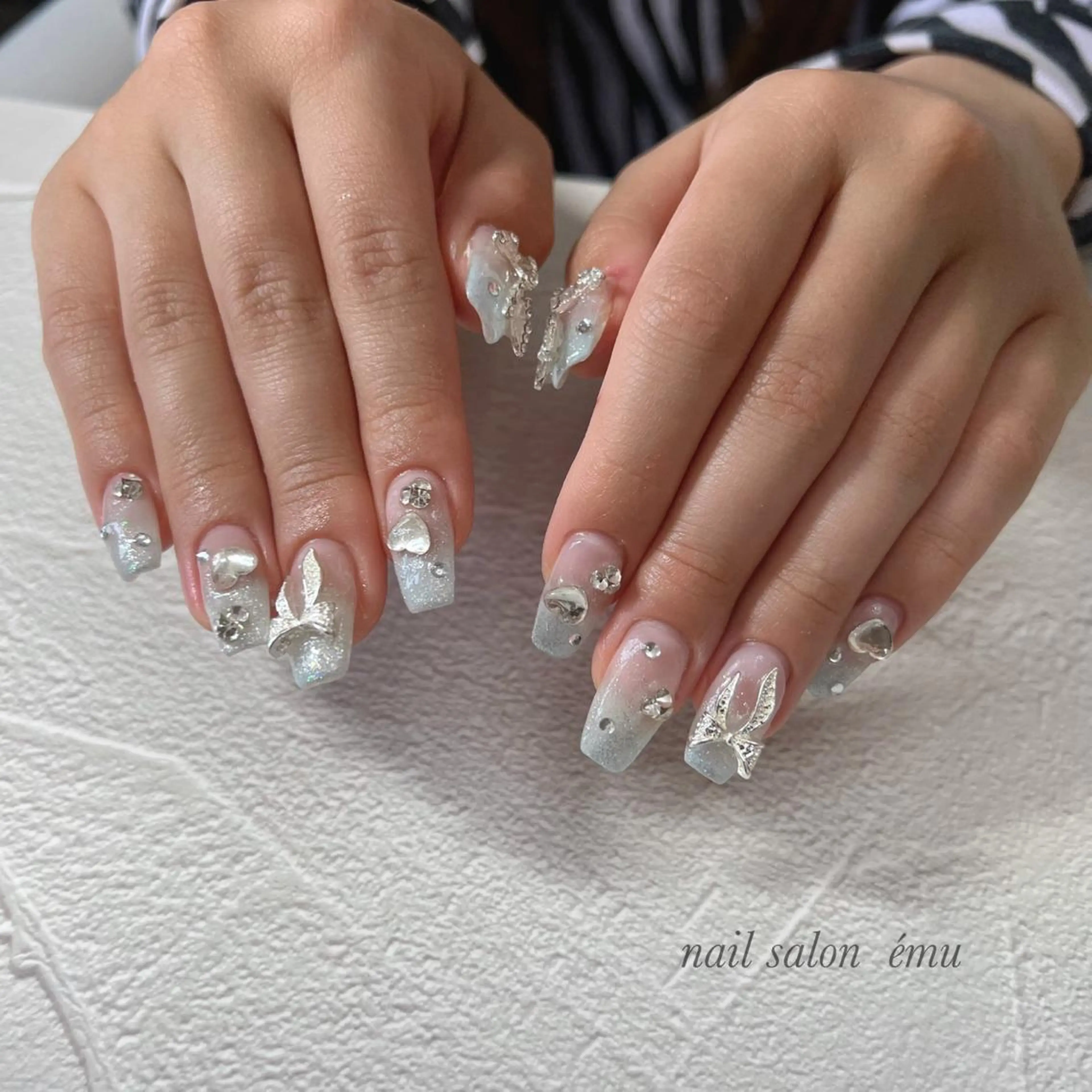 セミロング ネイル リボン ハンドネイル nail salon émuのネイルデザイン