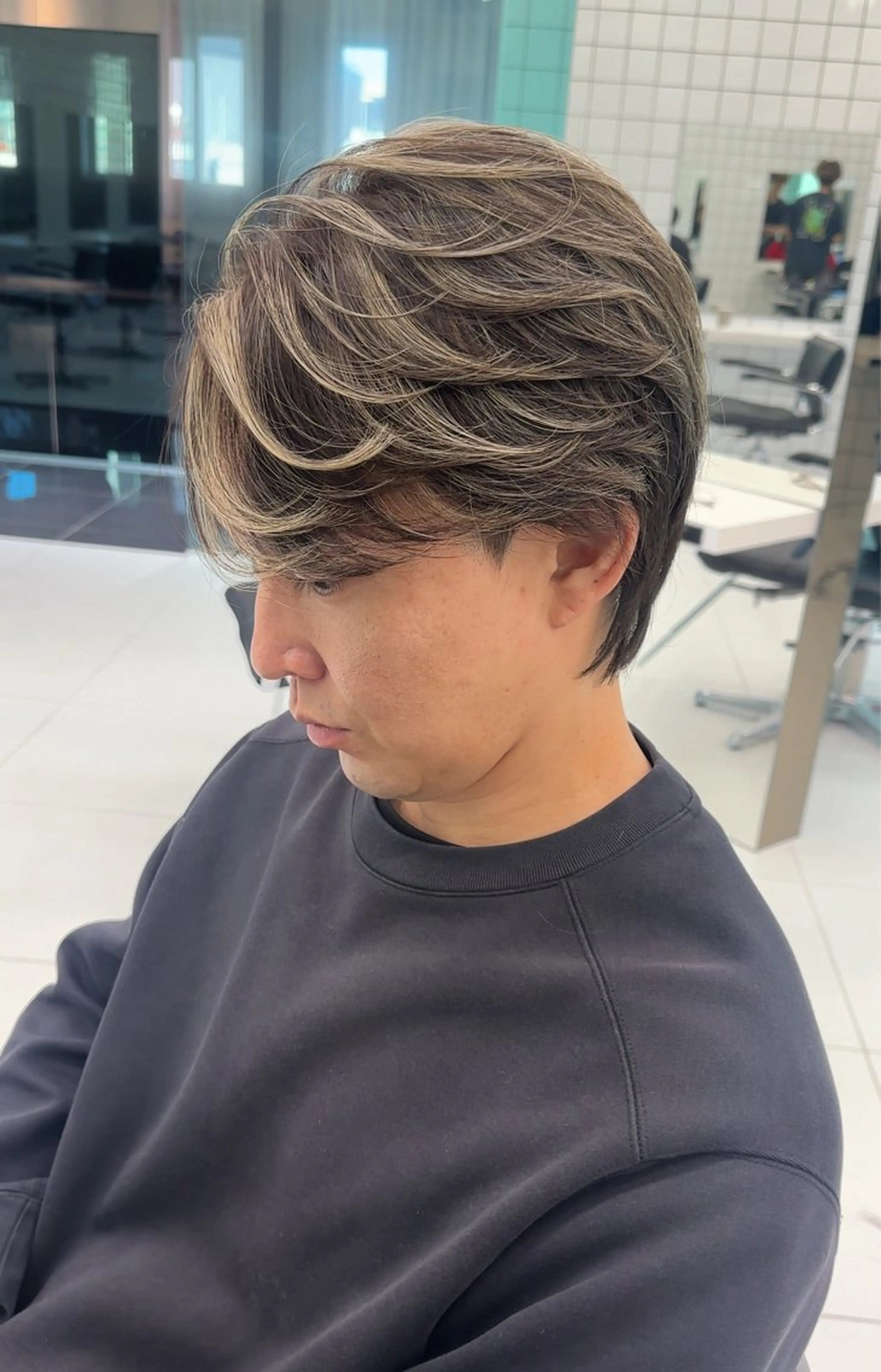 メンズ センターパート メンズハイライト メンズメッシュ カット ヘアカラー 大人メッシュ/ ハイライト/ぽんのヘアスタイル