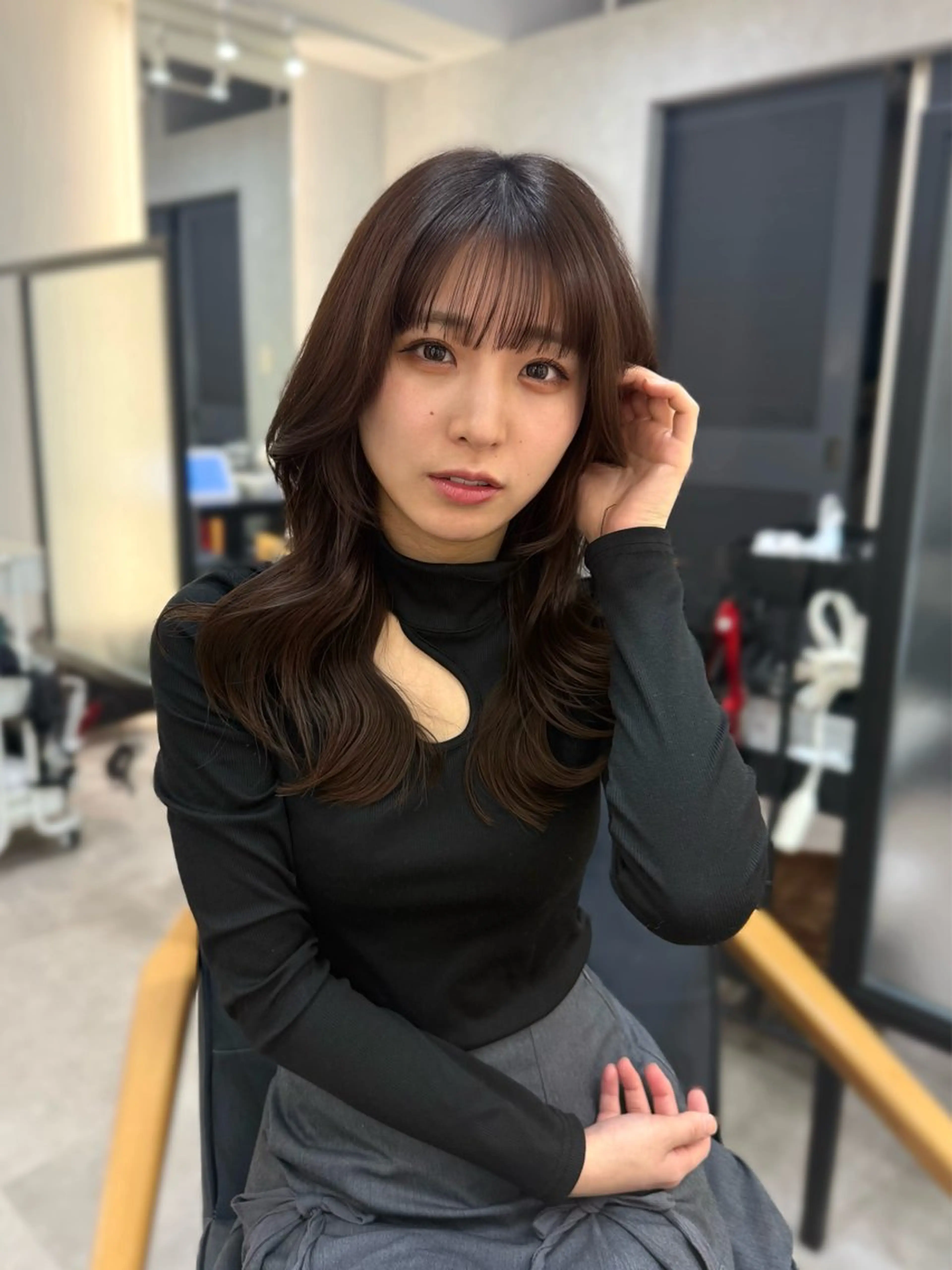 ミディアム 顔周りカット 韓国風ヘア レイヤーカット 似合わせカット カット 韓国風パーマ/ 菅沼 成郷のヘアスタイル