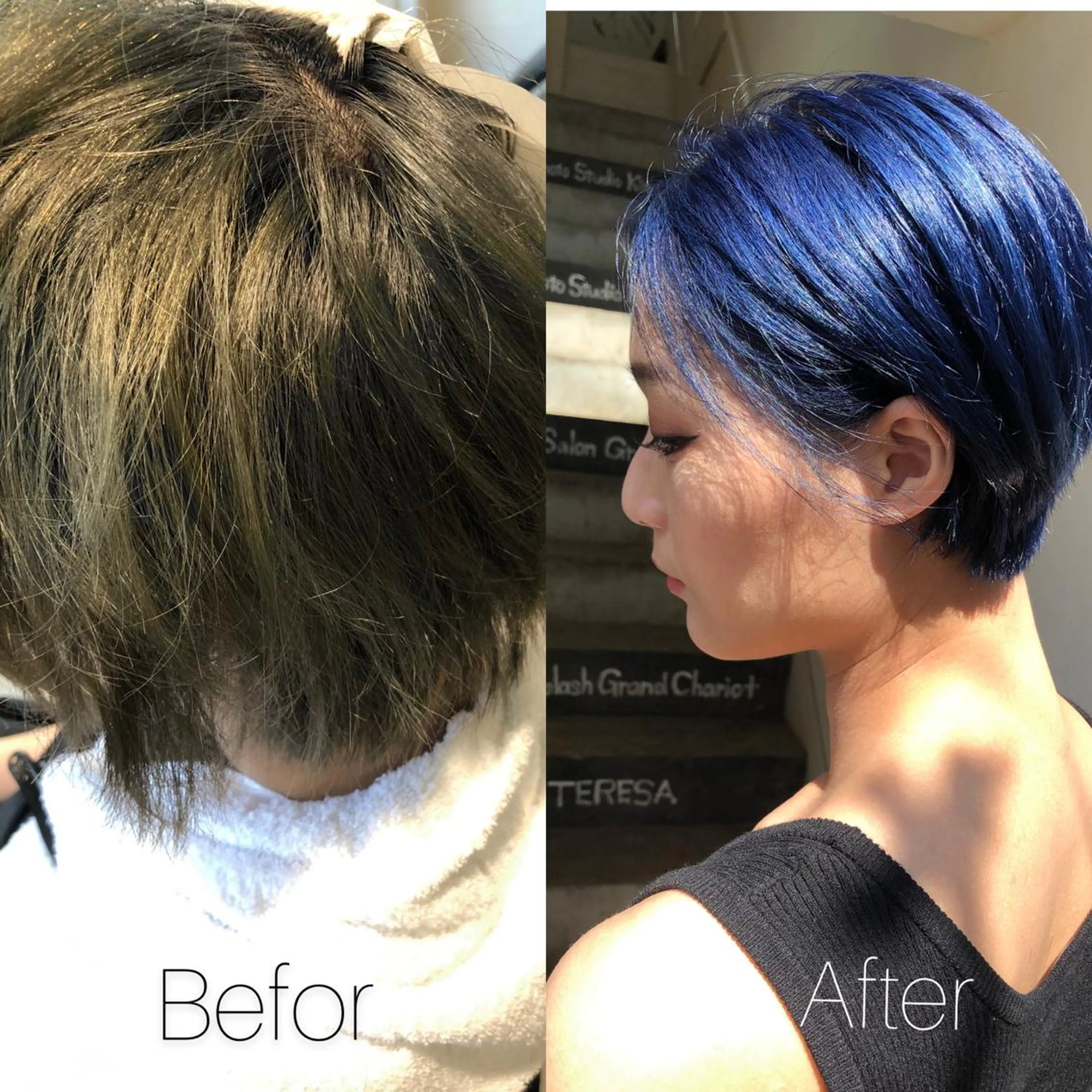 ショート カラー ブルーカラー カット ヘアカラー 舘野 太嘉宏のヘアスタイル