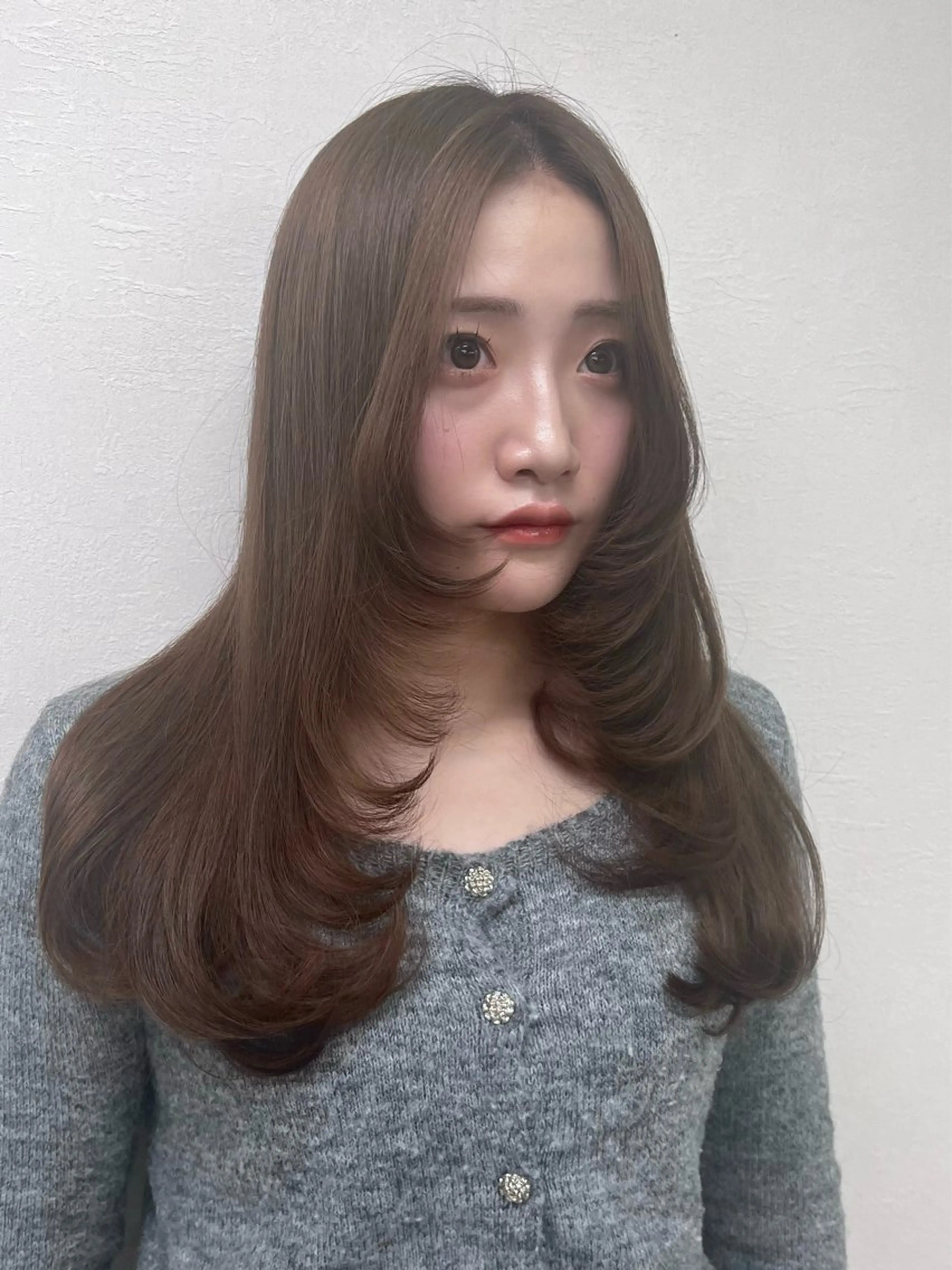 セミロング カット ヘアカラー ORIKA所属・HONO/韓国 🇰🇷大阪エクステのヘアスタイル