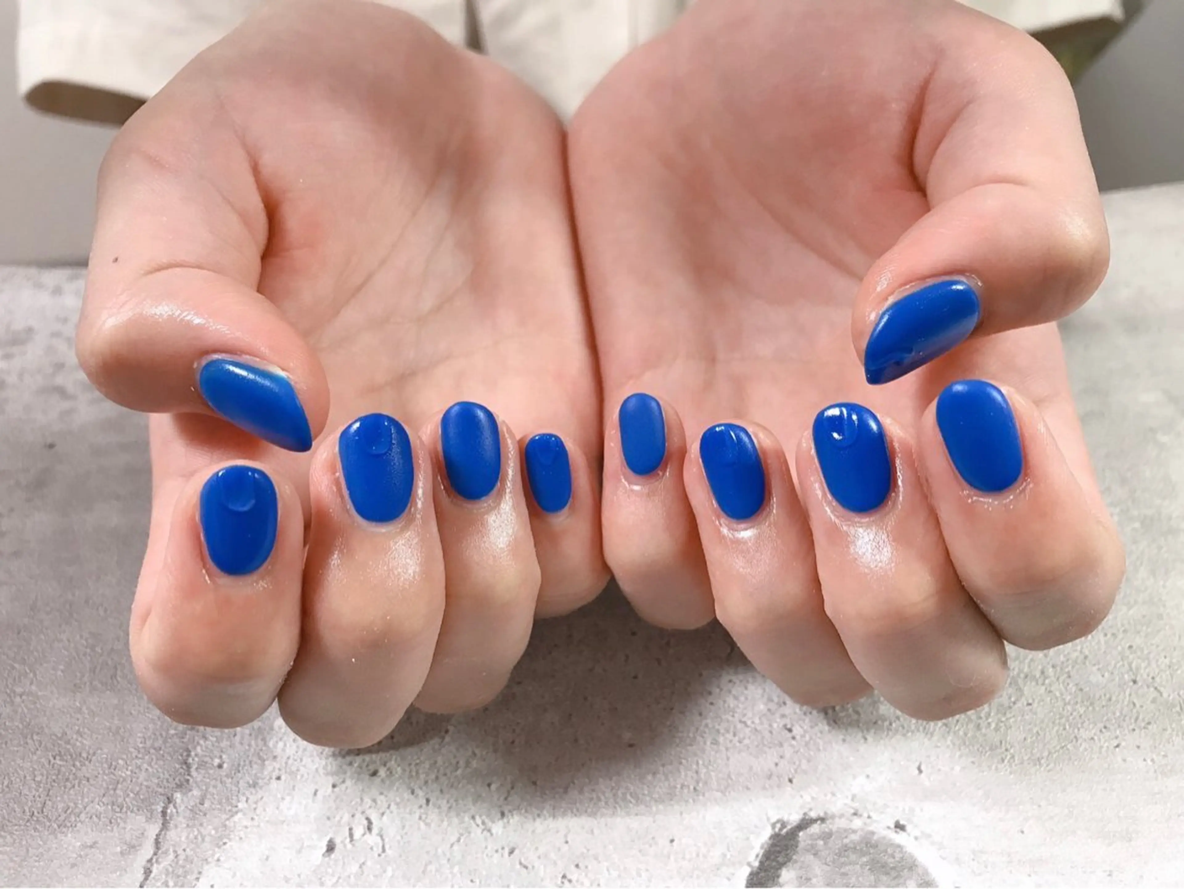 ネイル オーロラネイル ブルー フットネイル フレンチネイル ジェルネイル ハンドネイル Mogu nail 二子玉川のネイルデザイン