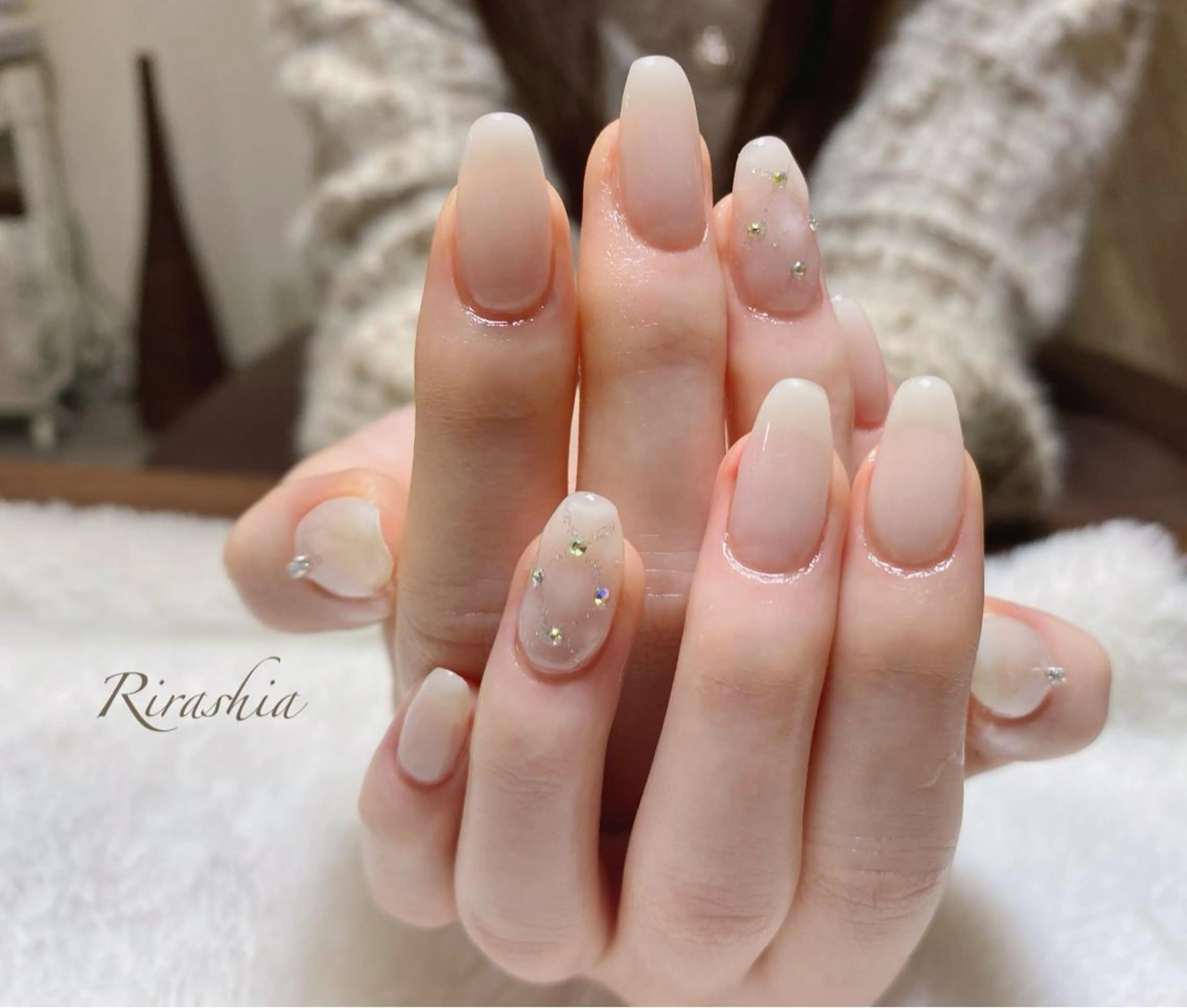 ネイル ハンドネイル ハンドケア うる艶♡透明感ネイル Rirashiaのネイルデザイン