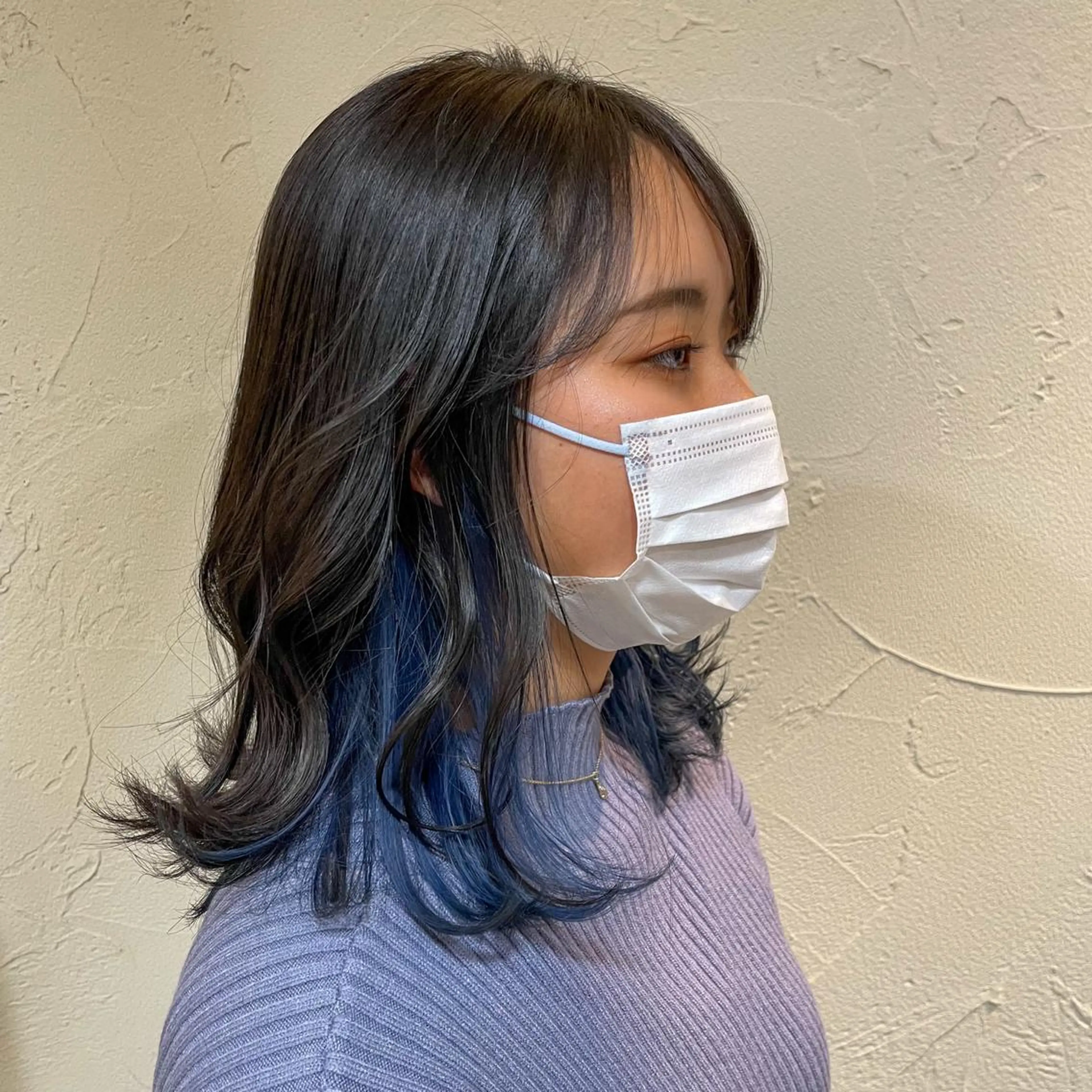 ミディアム カラー ヘアアレンジ ブリーチ ブルーカラー HARUKI MINATO Japan SENDAI所属・🌈【透明感・韓国 ヘア】がっきー🌈のヘアスタイル