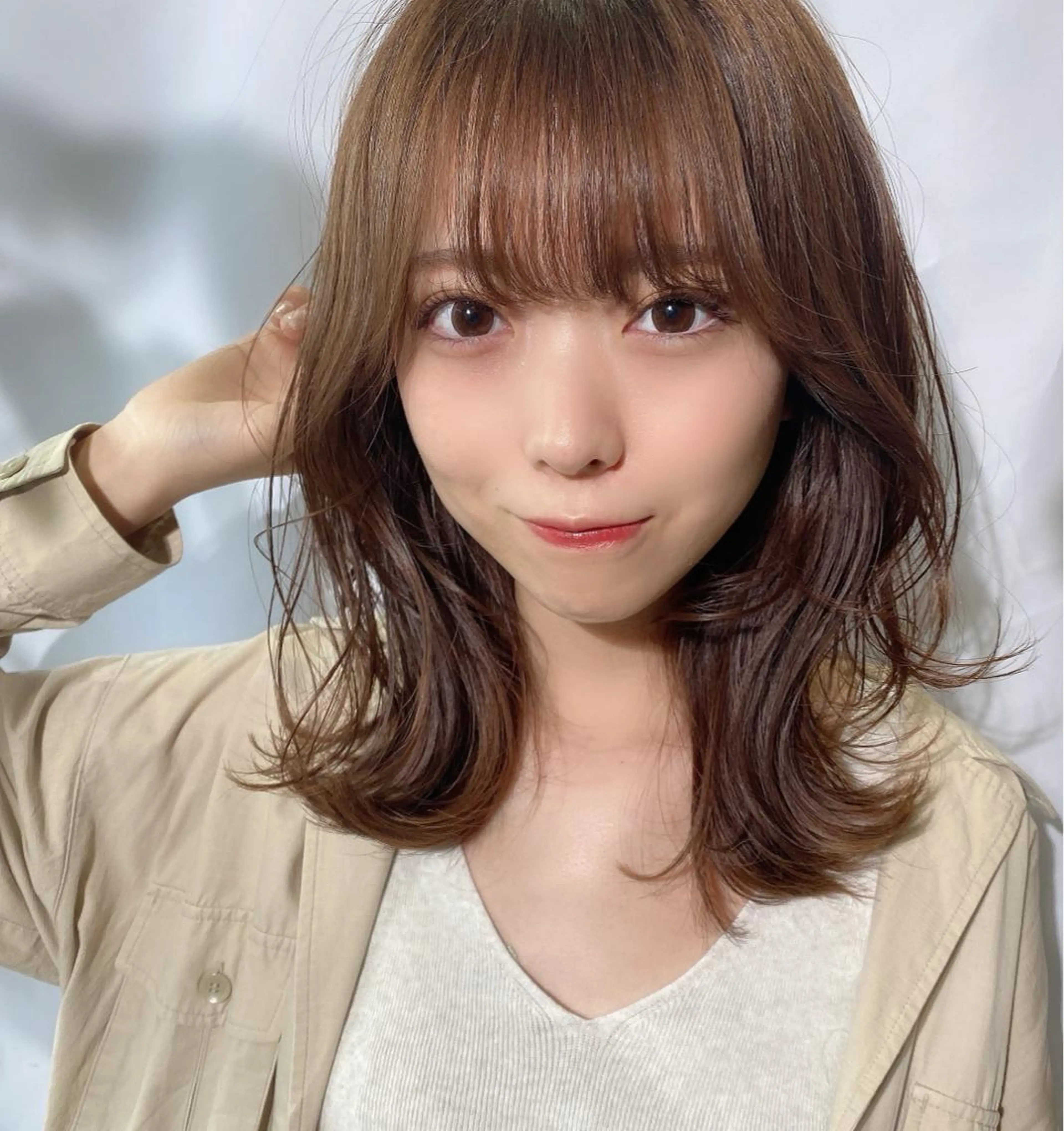 ミディアム ミディアムレイヤー レイヤーカット カット ヘアカラー トリートメント 🧡くびれヘア/前髪 顔周り🧡久原結衣のヘアスタイル