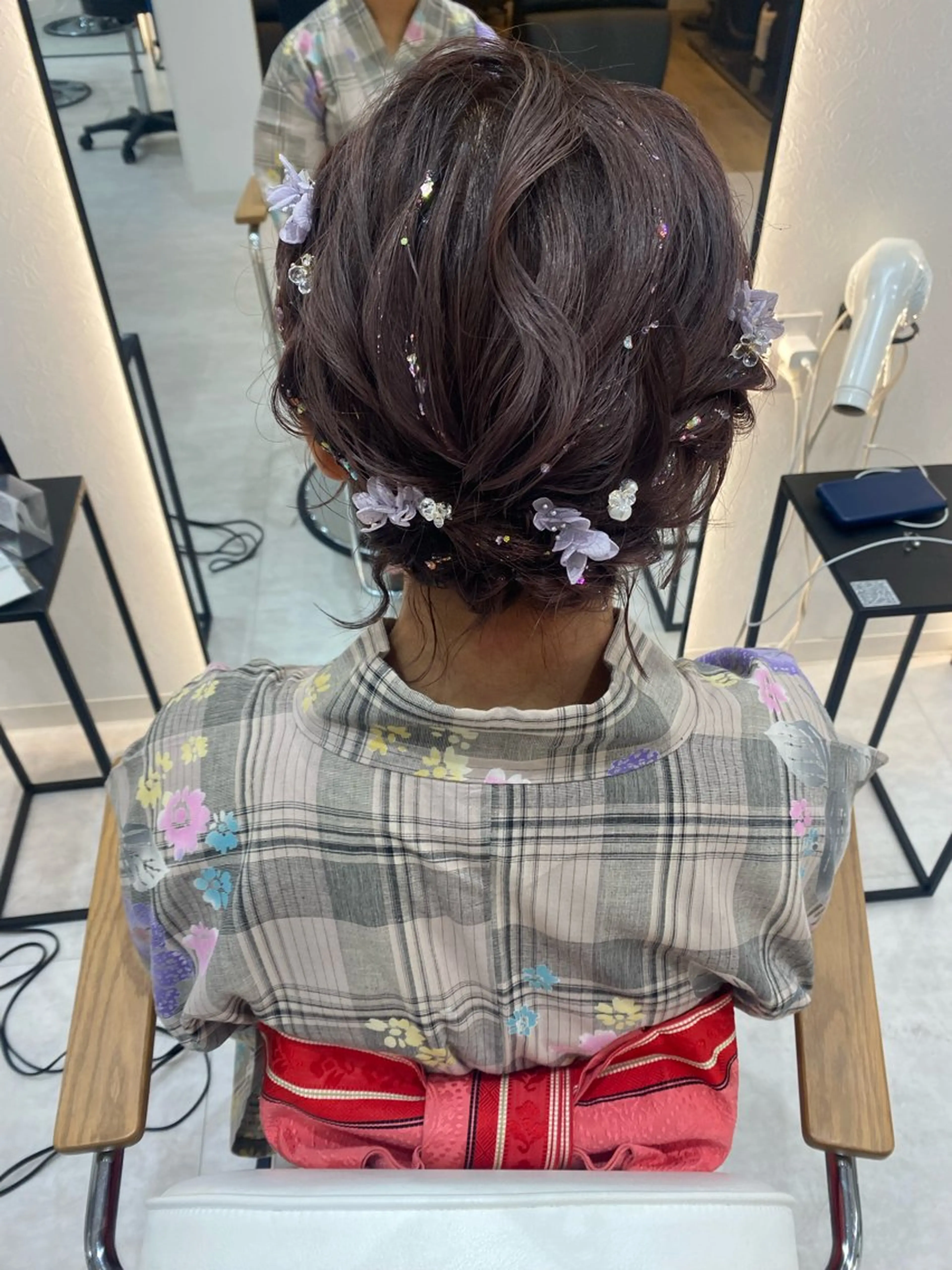 ショート 浴衣 ヘアセット 博多美容室♡ 髪質改善/艶カラーのヘアスタイル
