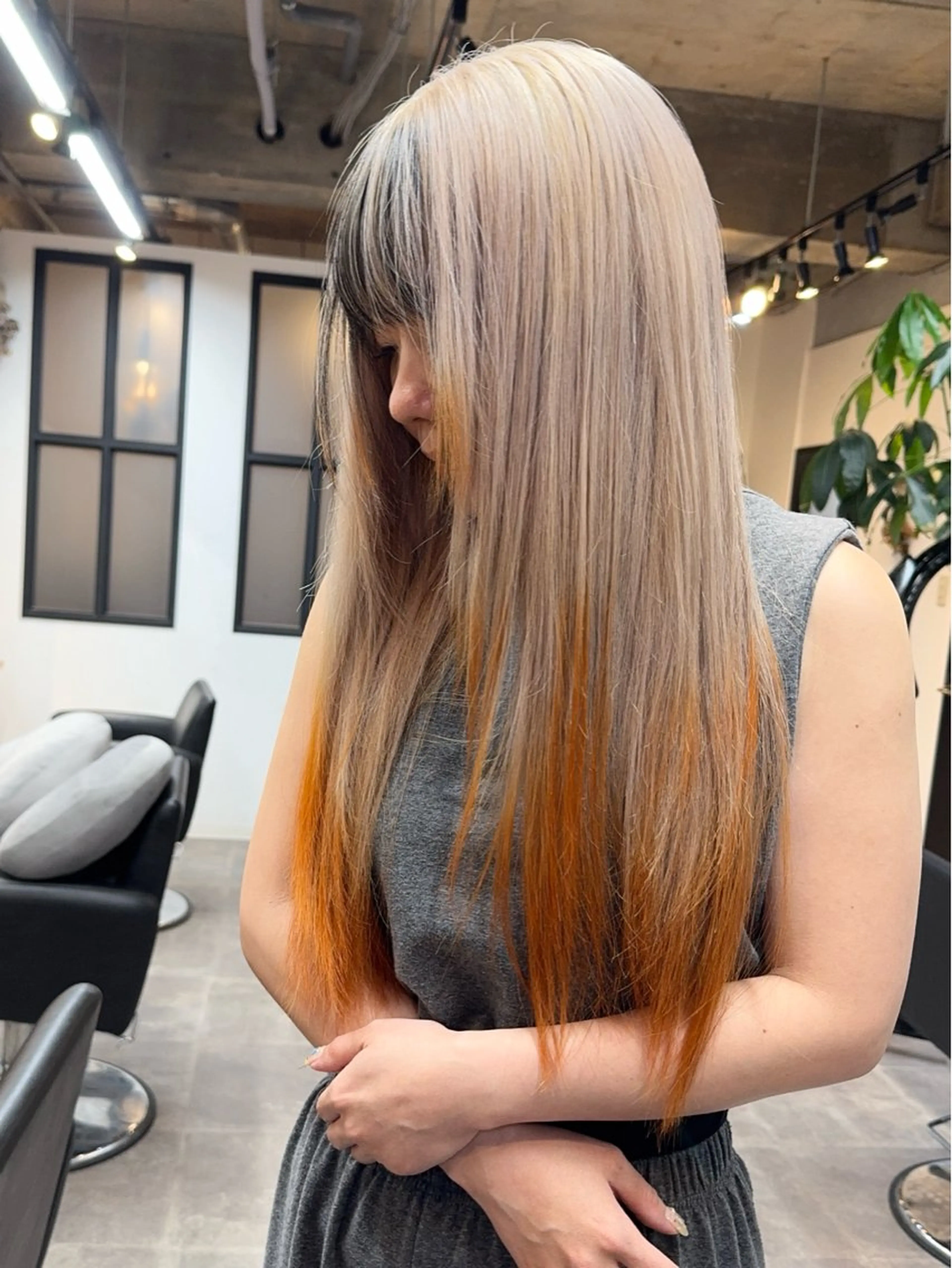 ロング カラー ブリーチ デザインカラー カット ヘアカラー サクマ リョウジのヘアスタイル