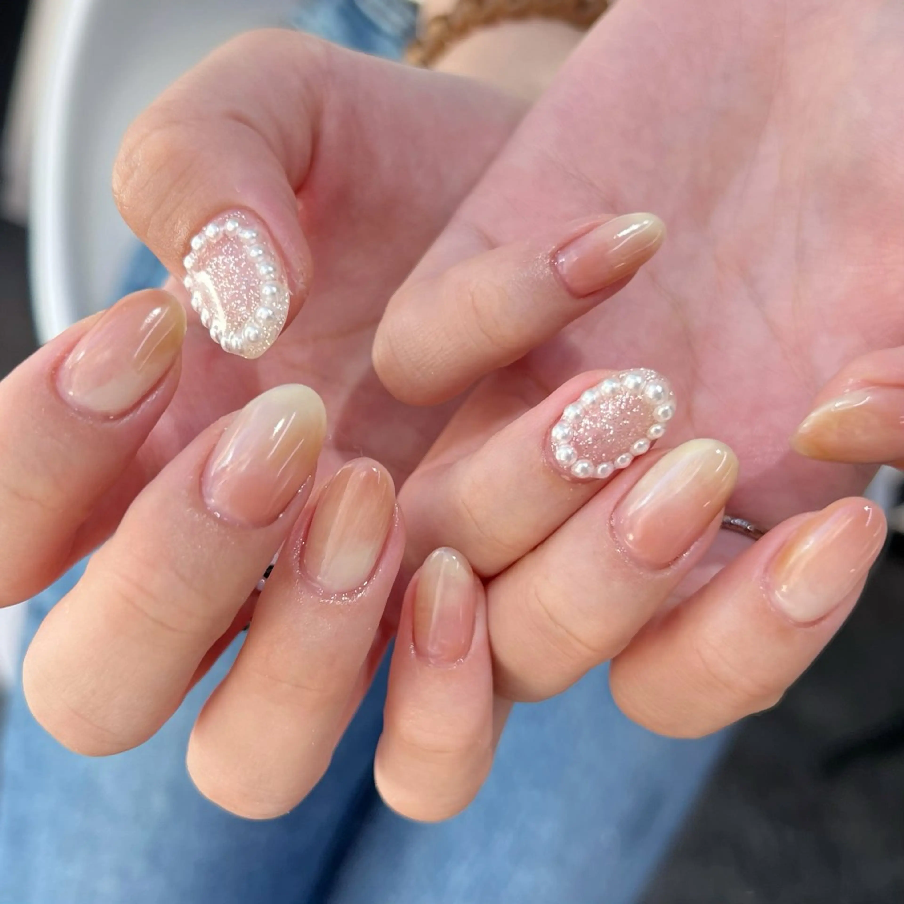 ネイル ジェルネイル 韓国ネイル ニュアンスネイル ショートネイル 夏ネイル ハンドネイル フットネイル GRANDE大須 栄/店長 aki🌙のネイルデザイン