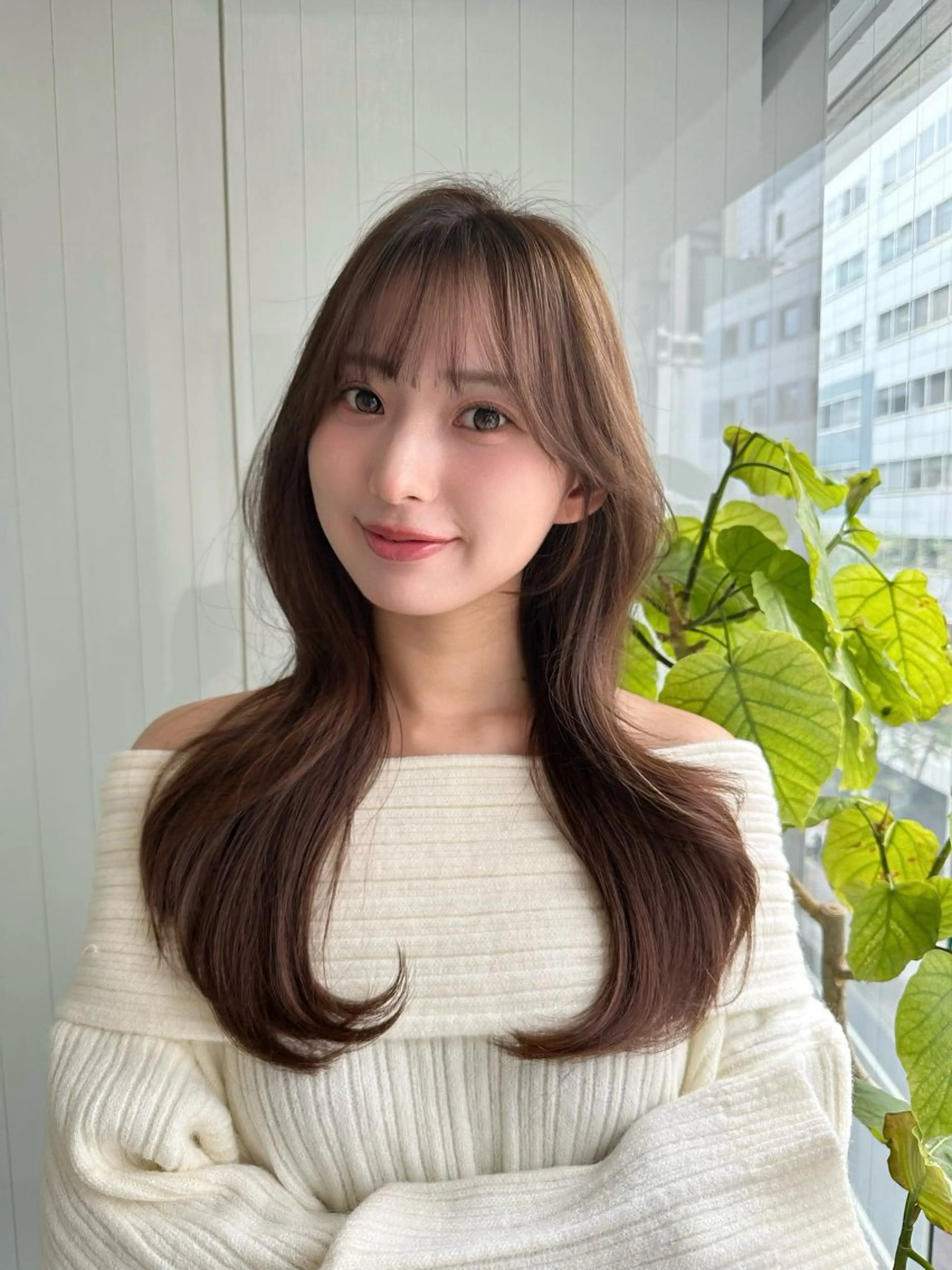 【⭐️人気No.1⭐️】韓国風カット＋艶カラー＋ケアトリートメント✨ロング料金無しの写真