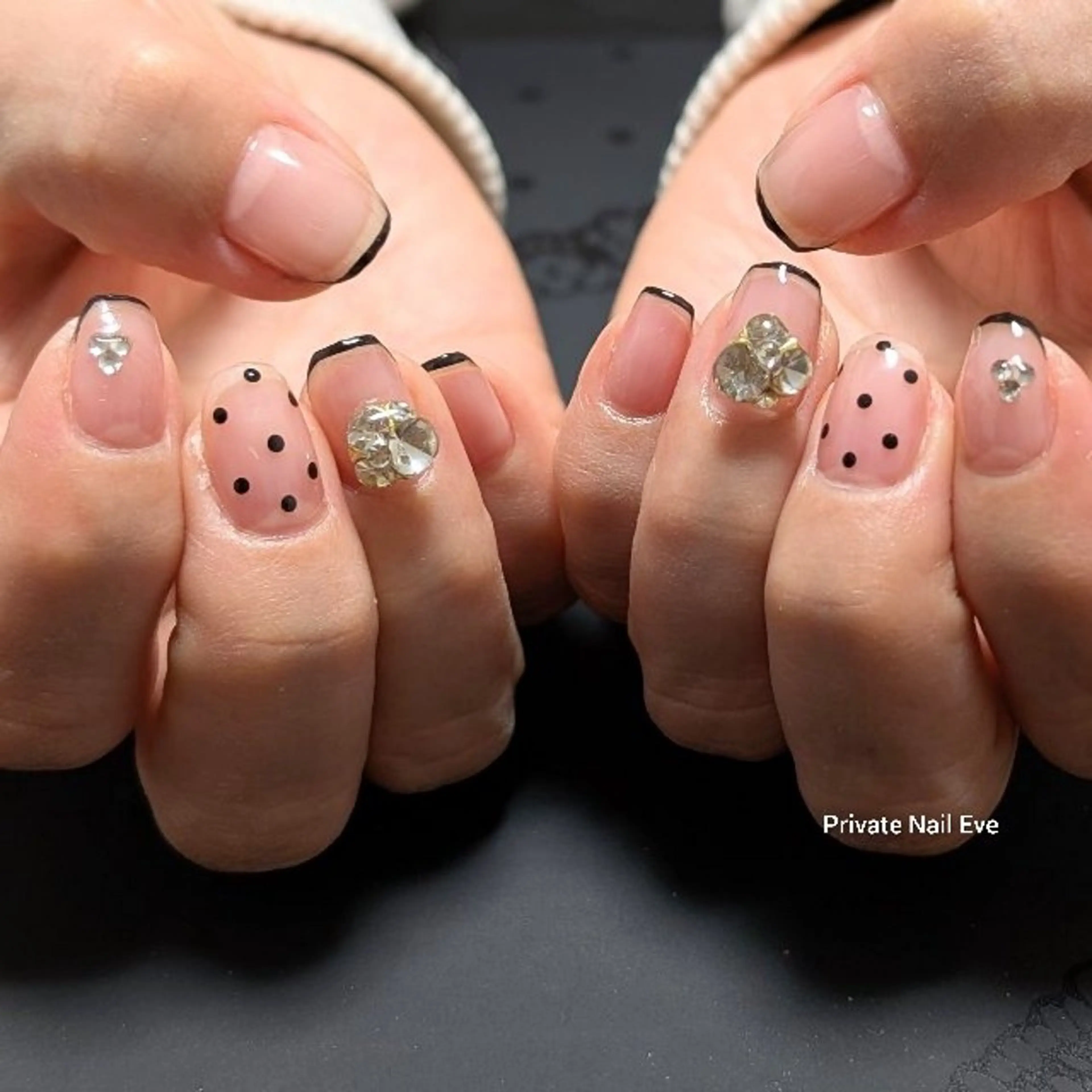 ネイル ドット フレンチネイル ハンドネイル ネイル junkoのネイルデザイン