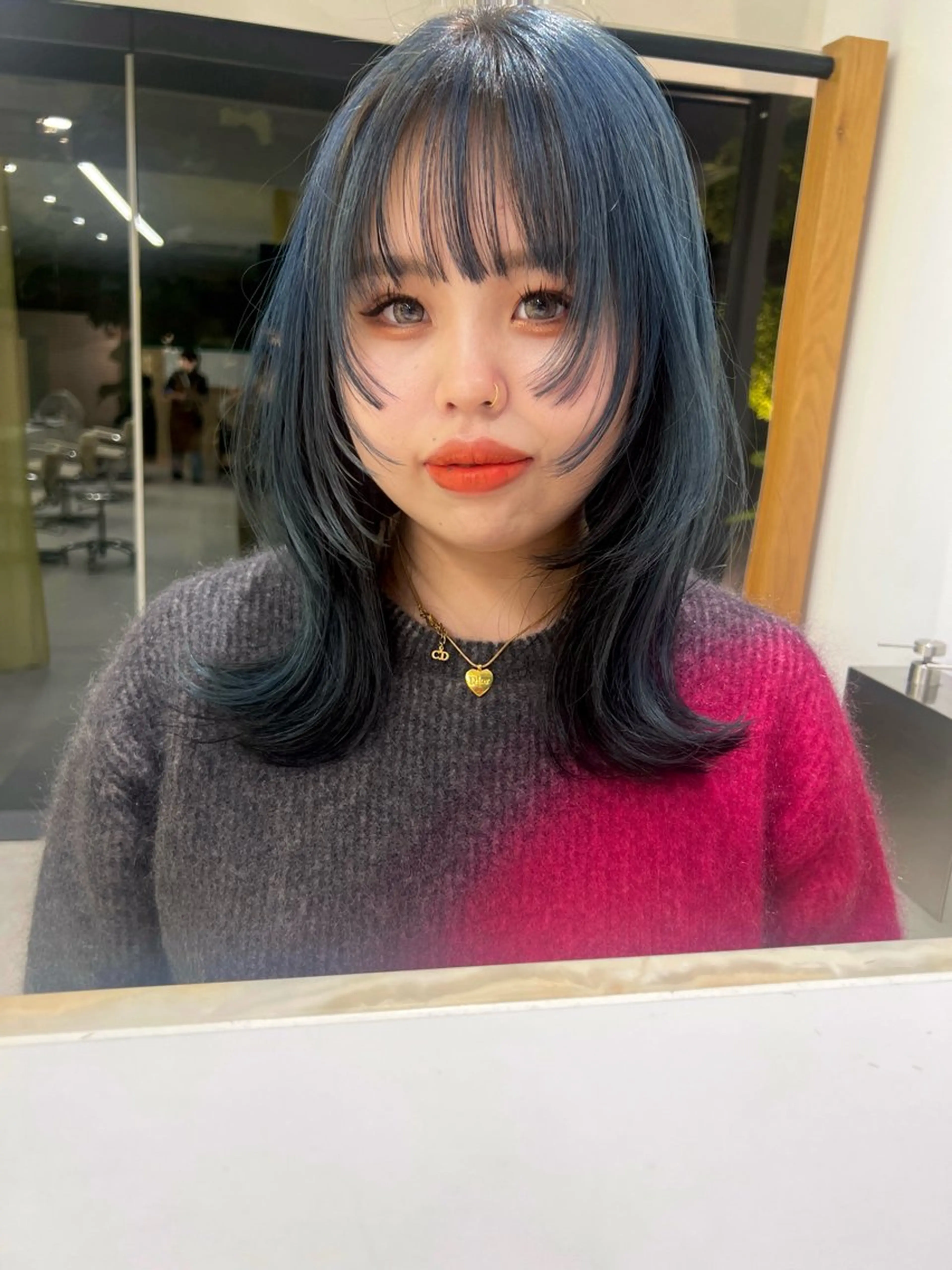 セミロング カラー ヘアアレンジ M Hair Salon所属・淀屋橋ウルフレイヤー ハッシュ/ASARIのヘアスタイル