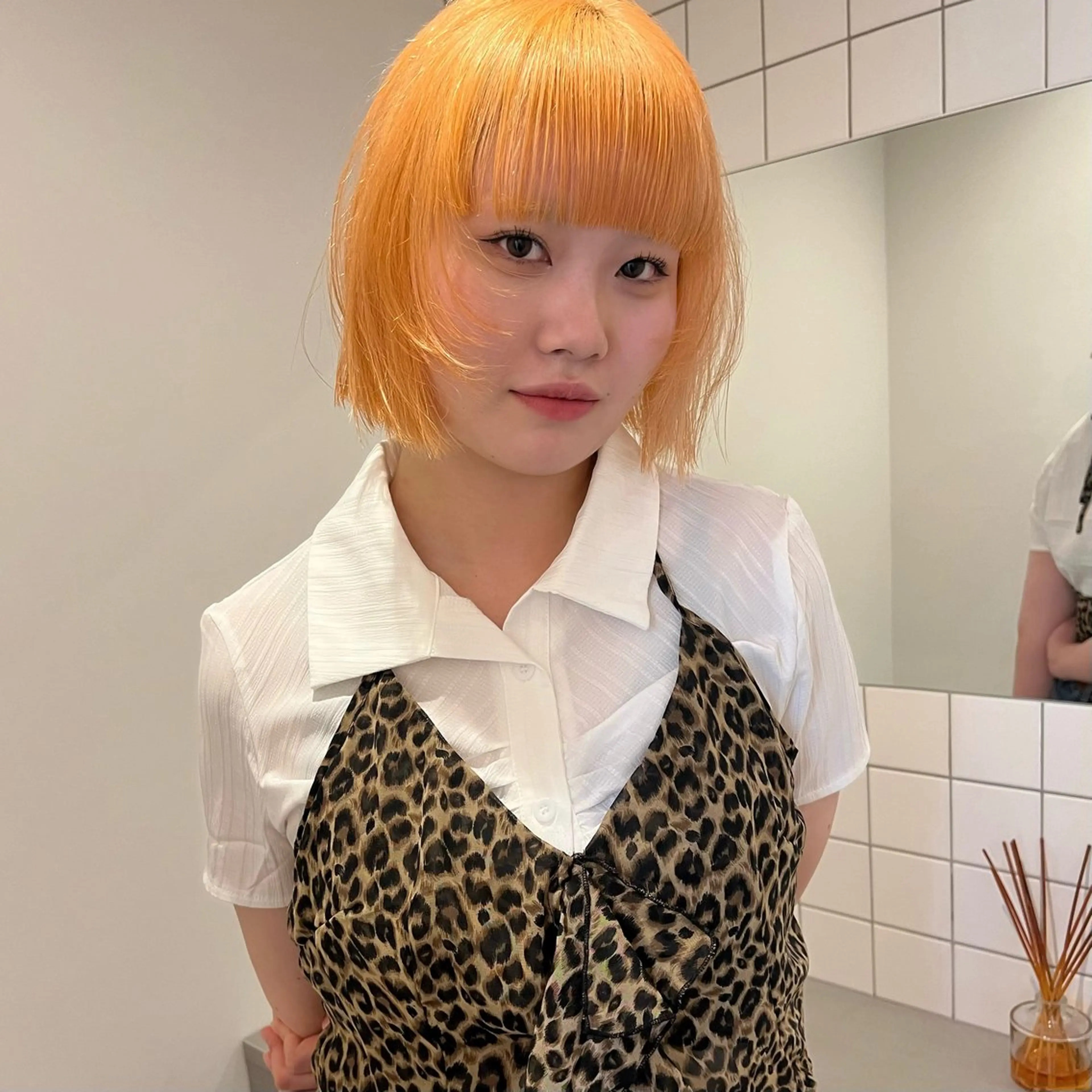 ミディアム 舟橋耀/ブリーチカラ ー/レイヤーカットのヘアスタイル