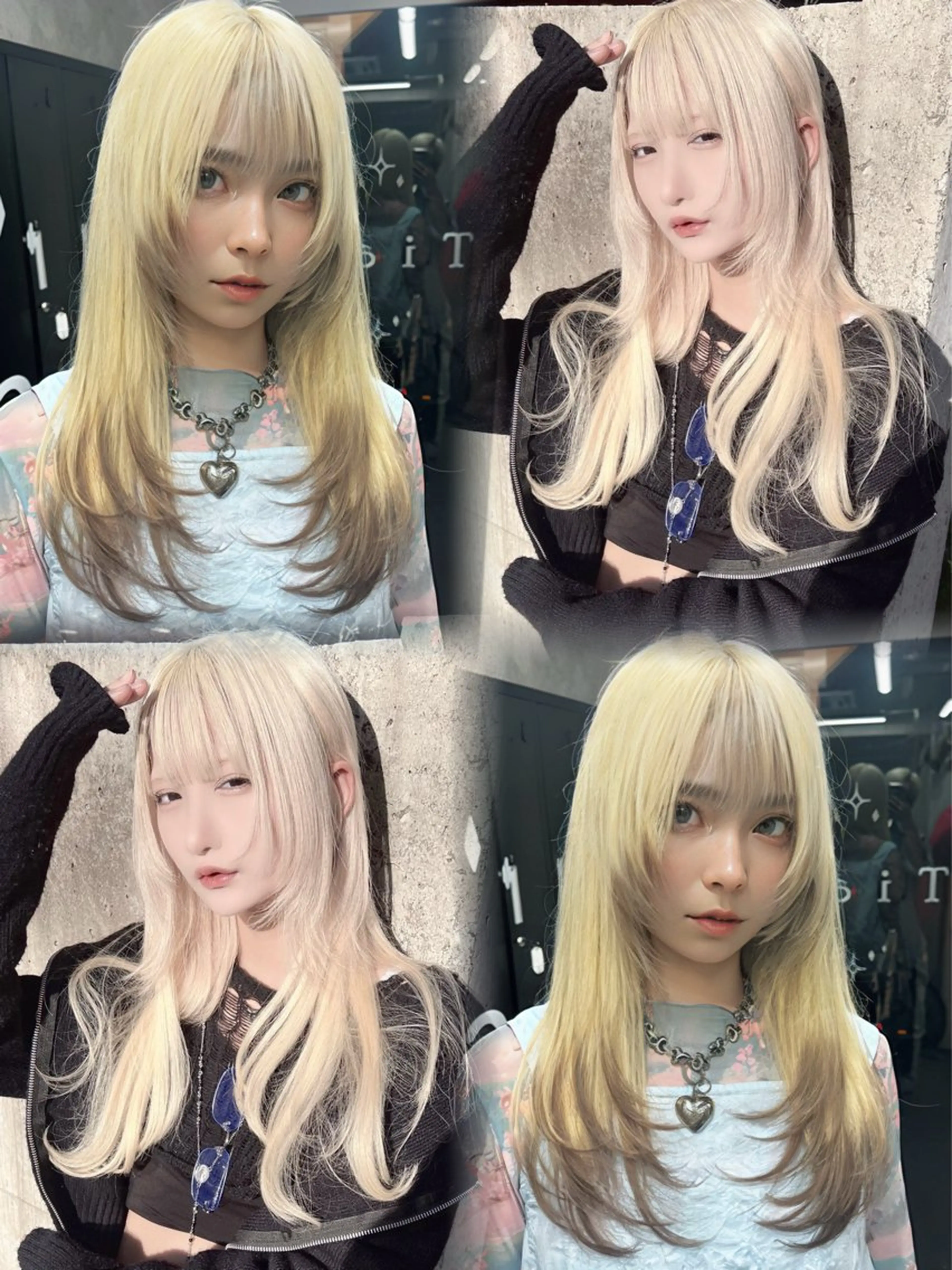ロング カラー ヘアカラー トリートメント ハイトーン×韓国ヘア 💍tiam💍のヘアスタイル