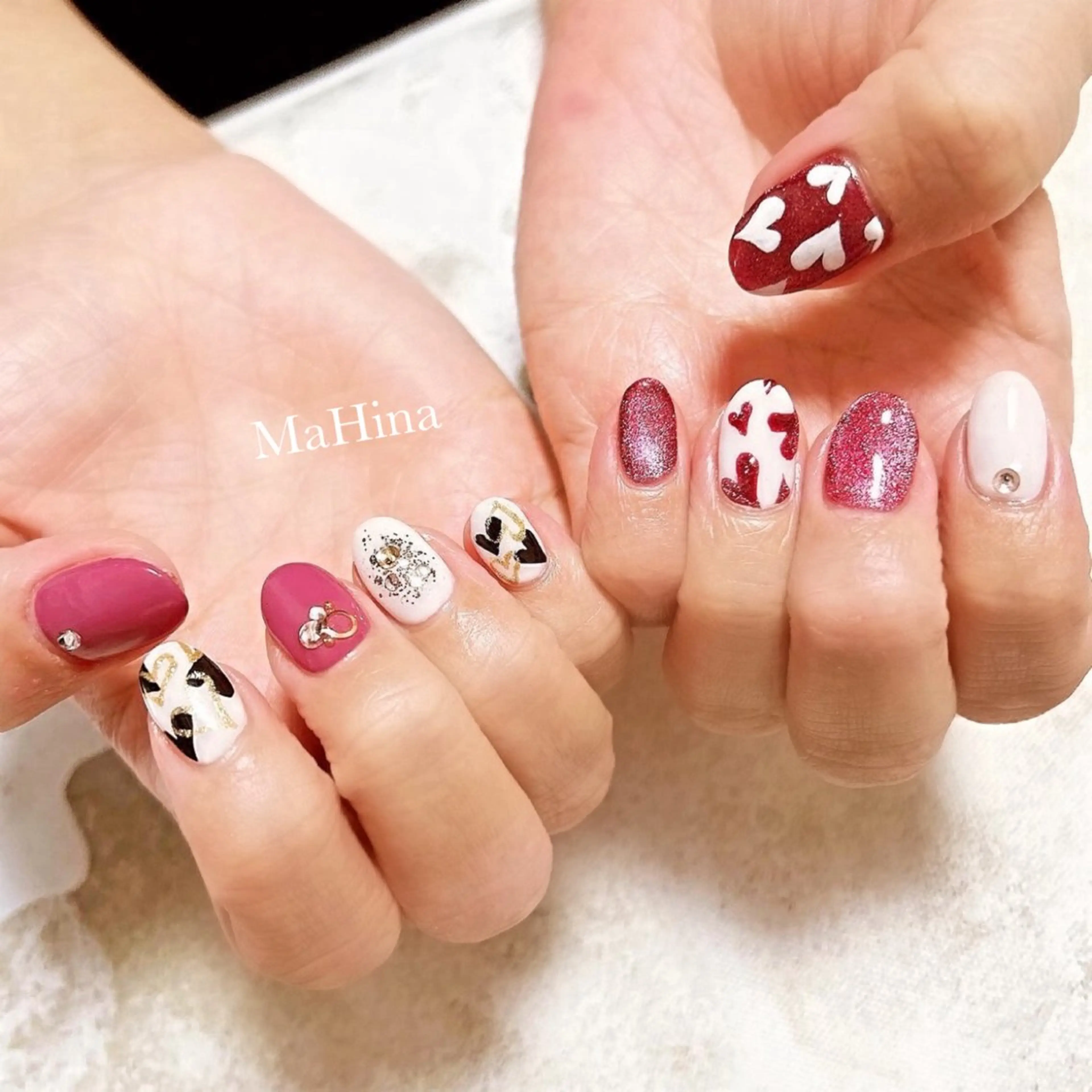 ネイル ハート 持ち込み バレンタイン Healing Salon...MaHina(マヒナ)所属・MaHina🌙 salonのネイルデザイン