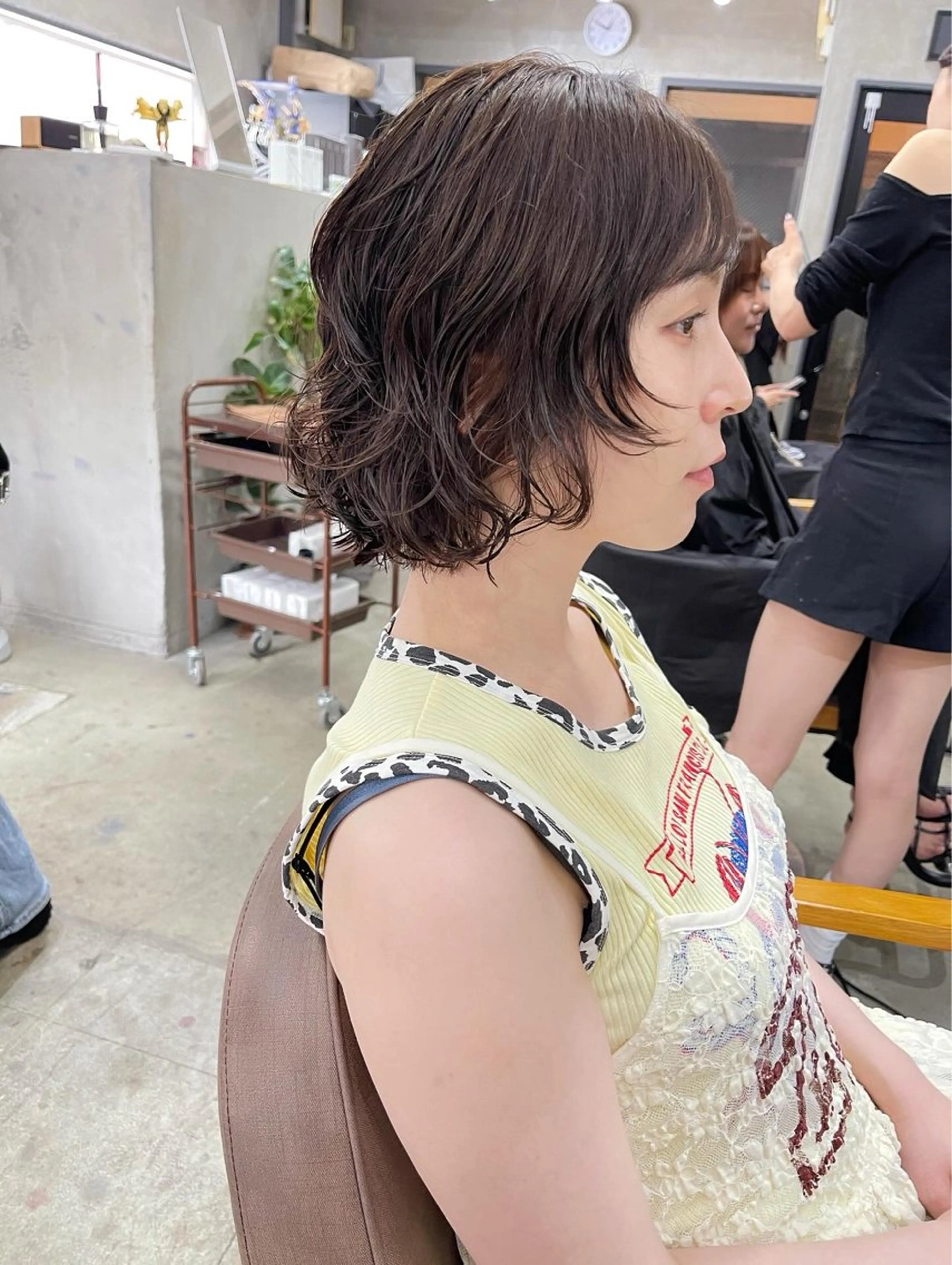 ミディアム カラー ミディアムパーマ ボブ カット ヘアカラー トリートメント AiM 大名のヘアスタイル