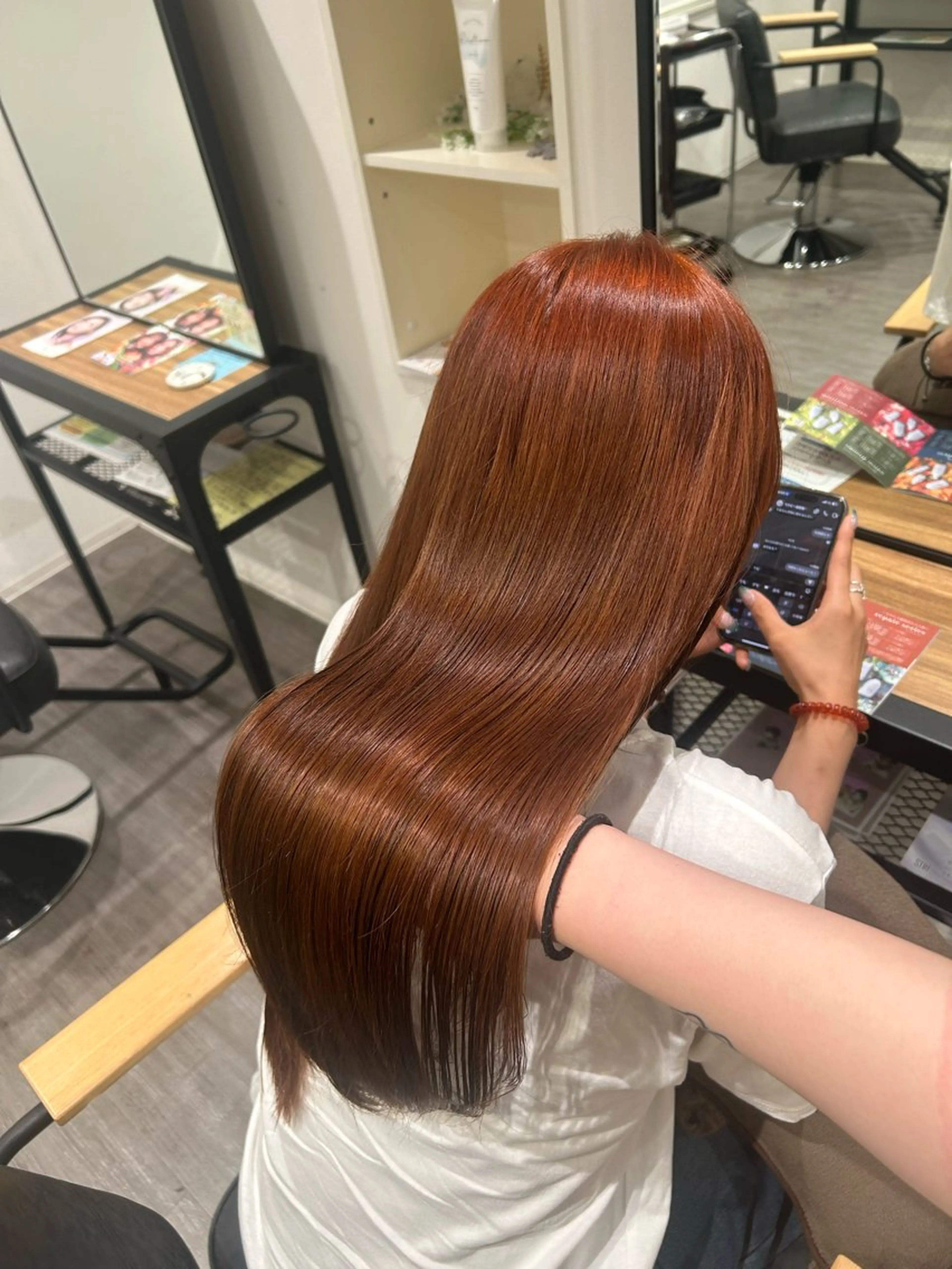 ロング カラー ブラウンカラー オレンジ オレンジブラウン ヘアカラー トリートメント カラーリスト💟草間 紫音💟のヘアスタイル