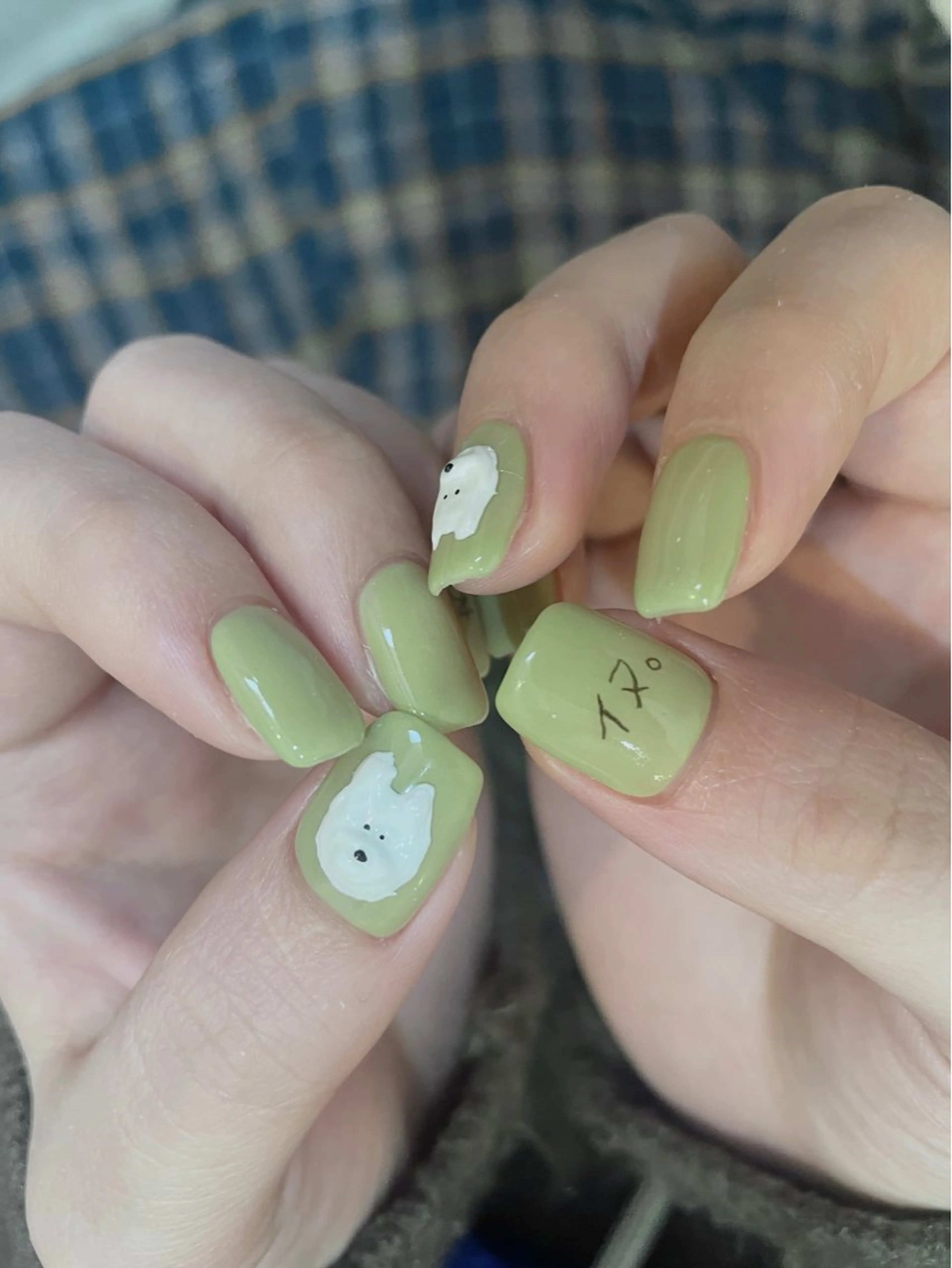 ネイル グリーン ピスタチオネイル 春ネイル スクエアネイル ハンドネイル acs.n所属・ネイル，耳つぼ 風間すみれのその他イメージ