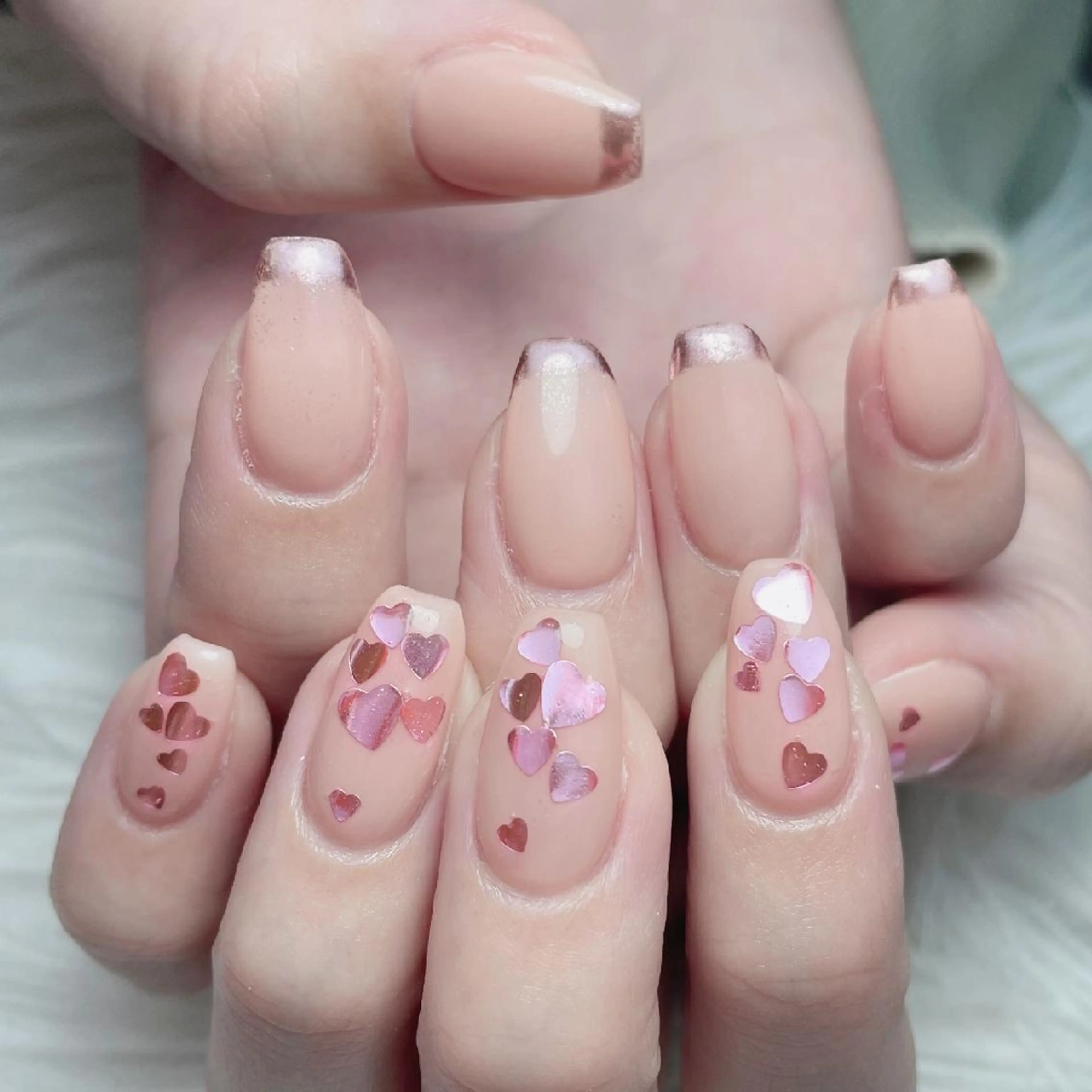 ネイル ハート 韓国ネイル 夏ネイル ワンホンネイル MELODY BEAUTY SALON所属・Melody  スカルプ専門店のネイルデザイン