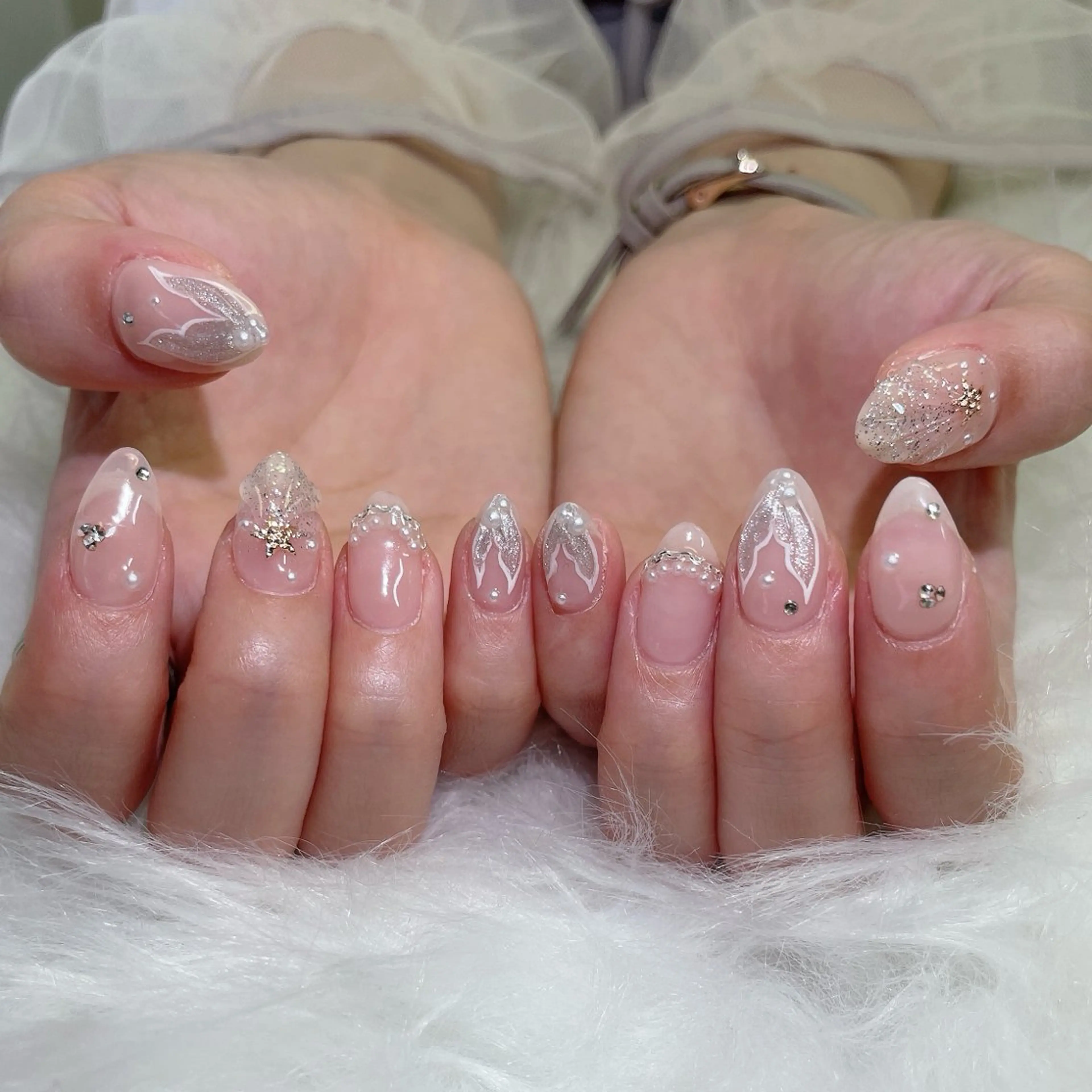 ネイル クリアネイル キラキラネイル 韓国ネイル 夏ネイル ハンドネイル ネイルプリンセス所属・princess 木戸　唯のネイルデザイン