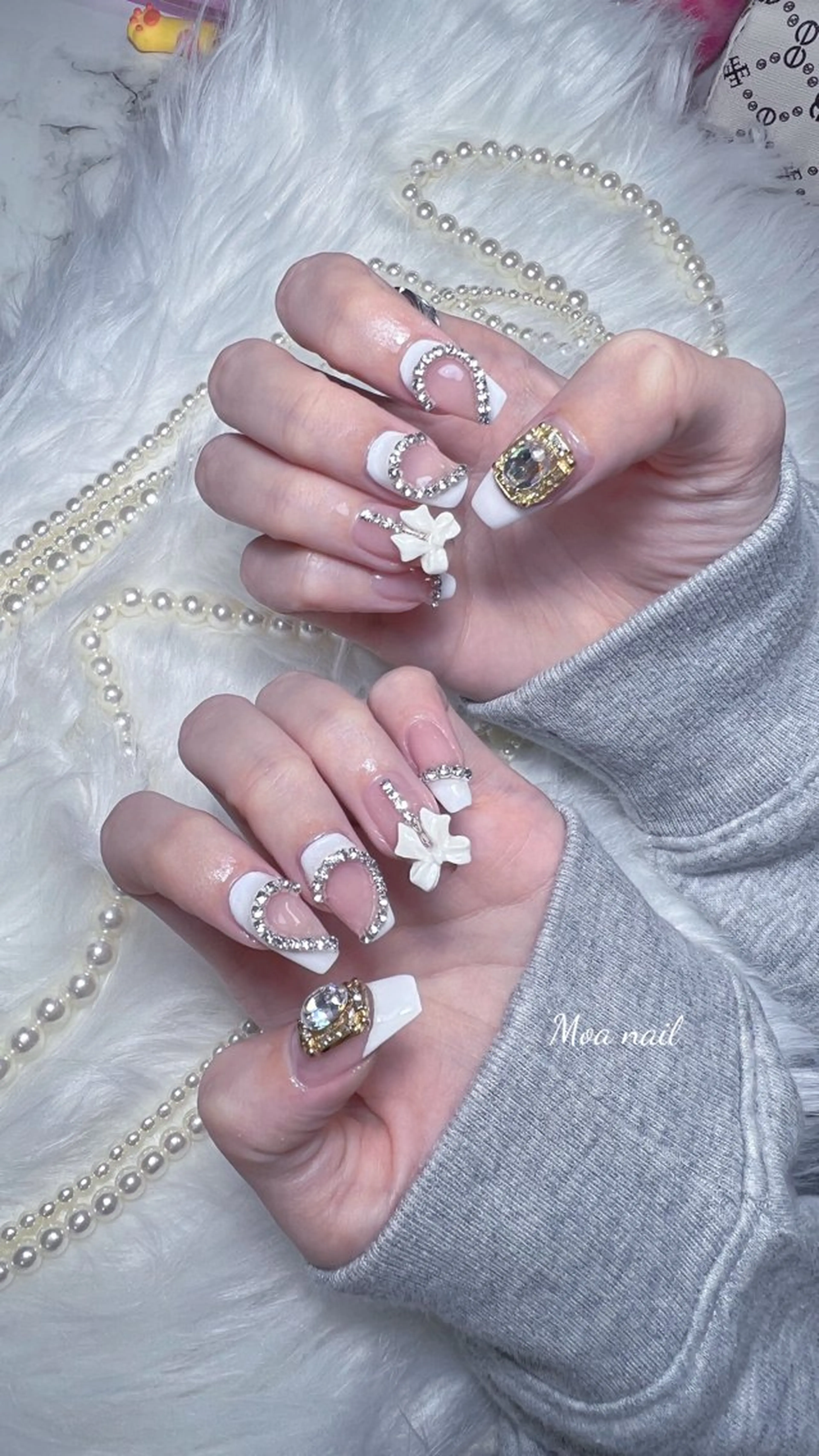 ネイル 長さ出し ハート スカルプネイル ワンホンネイル ハンドネイル Moa nailのネイルデザイン