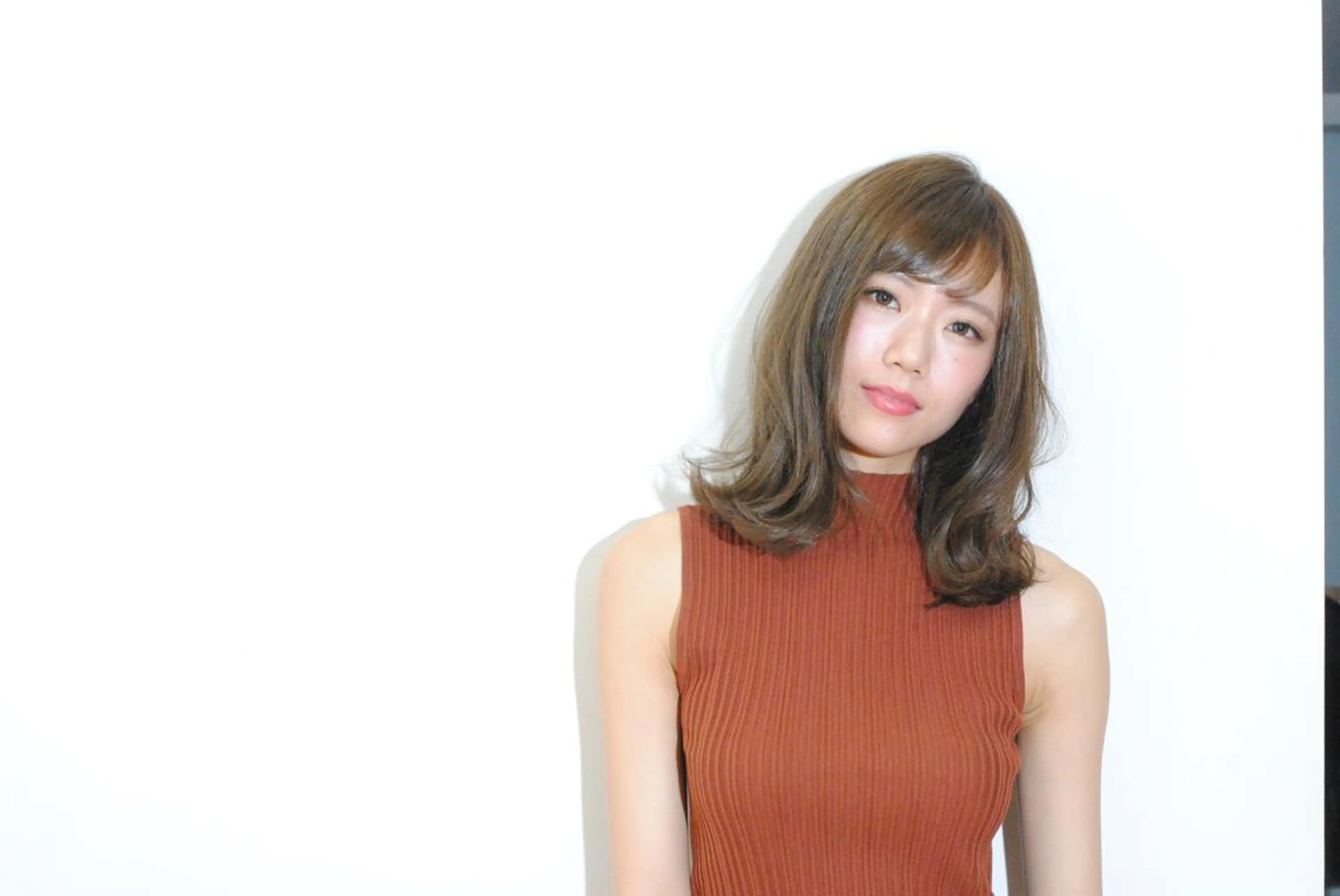 セミロング カラー パーマ カット ヘアカラー ✨ブリーチなし透明感 カラー✨ゆりかのヘアスタイル