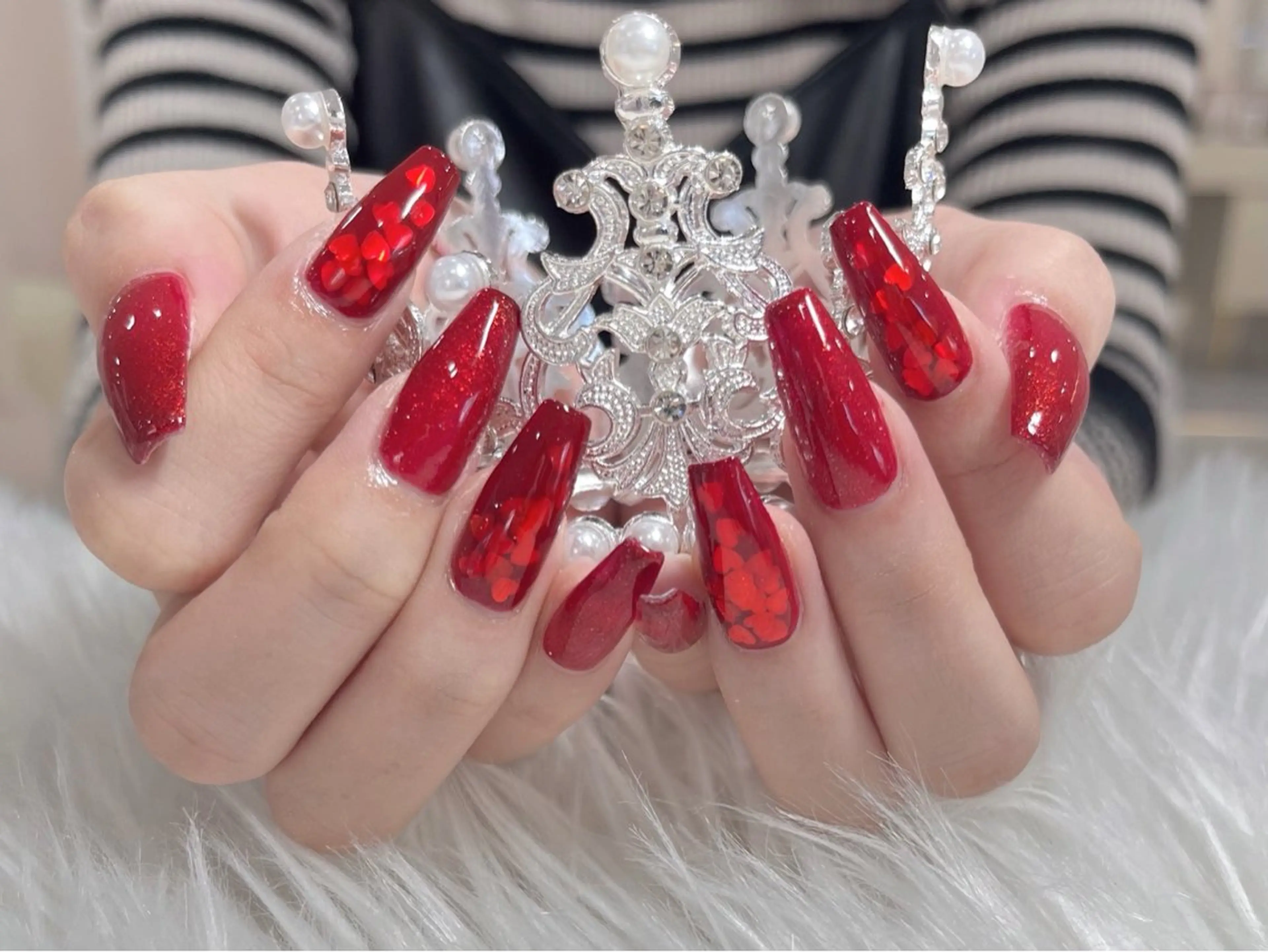 ネイル ハート バレンタイン ハンドネイル FLY Nail Salonのネイルデザイン