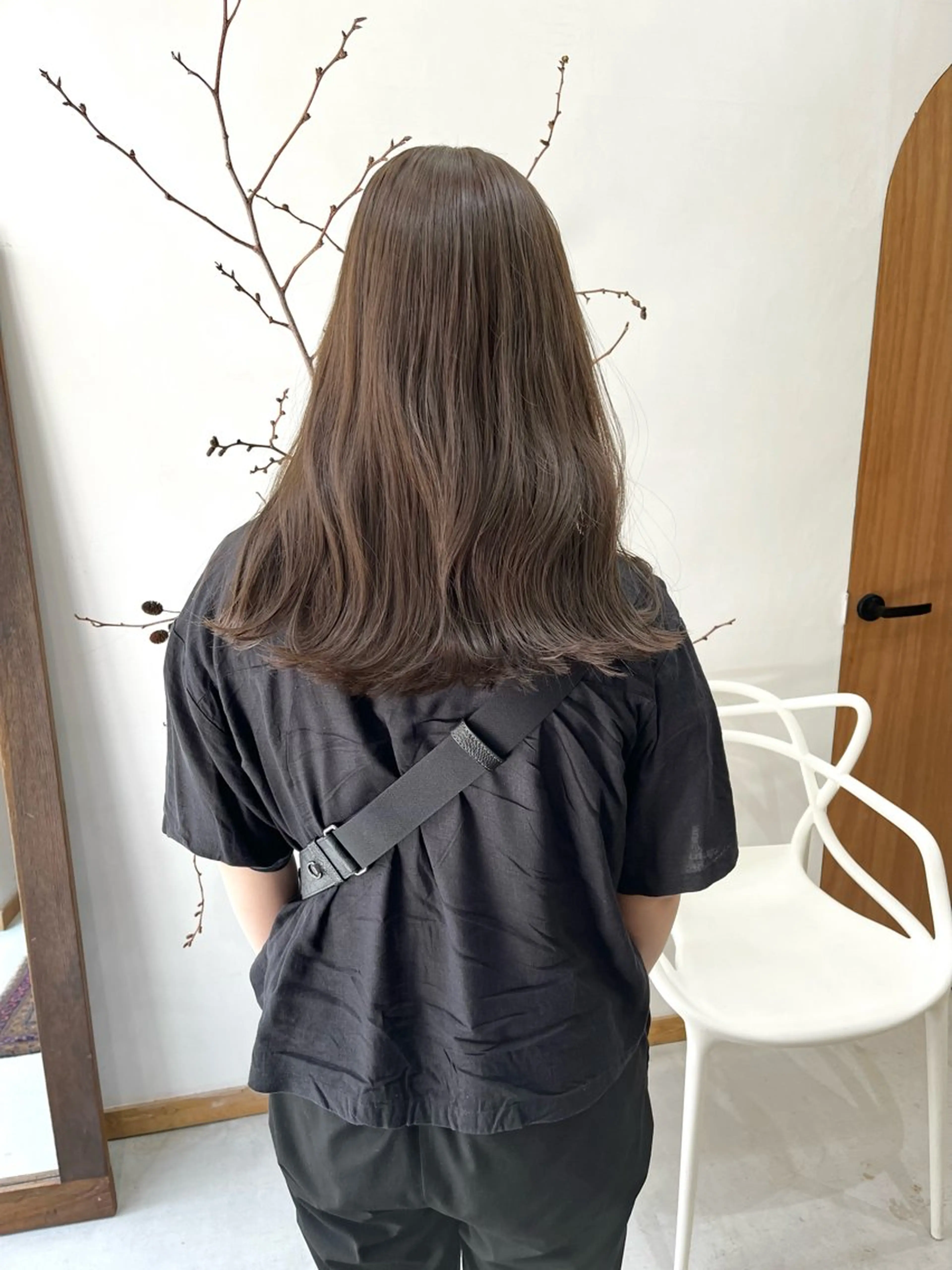 セミロング カラー ヘアアレンジ ブリーチ ダブルカラー ブリーチなしカラー オレンジ ena/ブリーチなし 暖色・ベージュ🎀のヘアスタイル