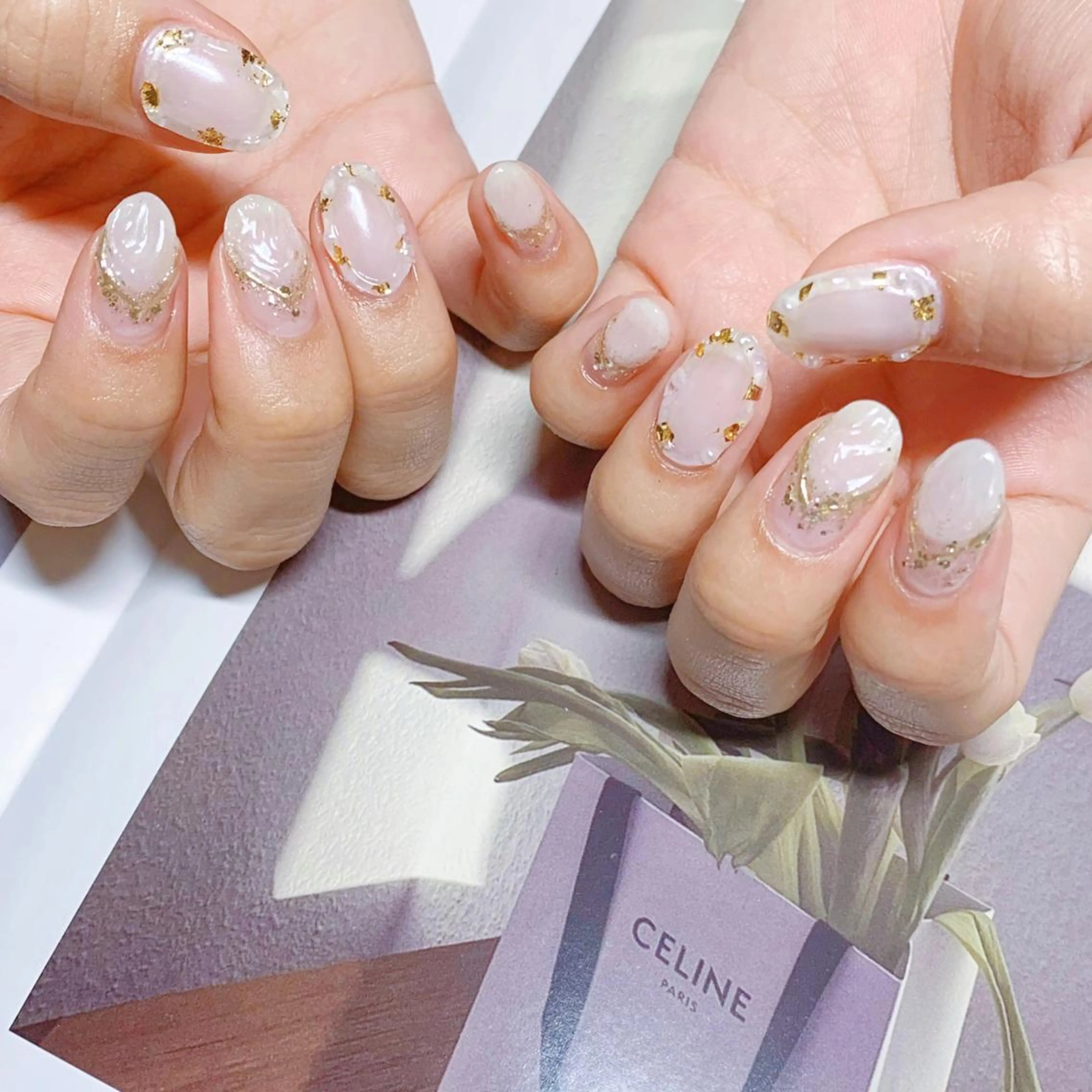 ネイル オーロラネイル フットネイル フレンチネイル ジェルネイル 韓国ネイル ハンドネイル ハンドケア 【ENサロン】 Rei🎀Nailのネイルデザイン