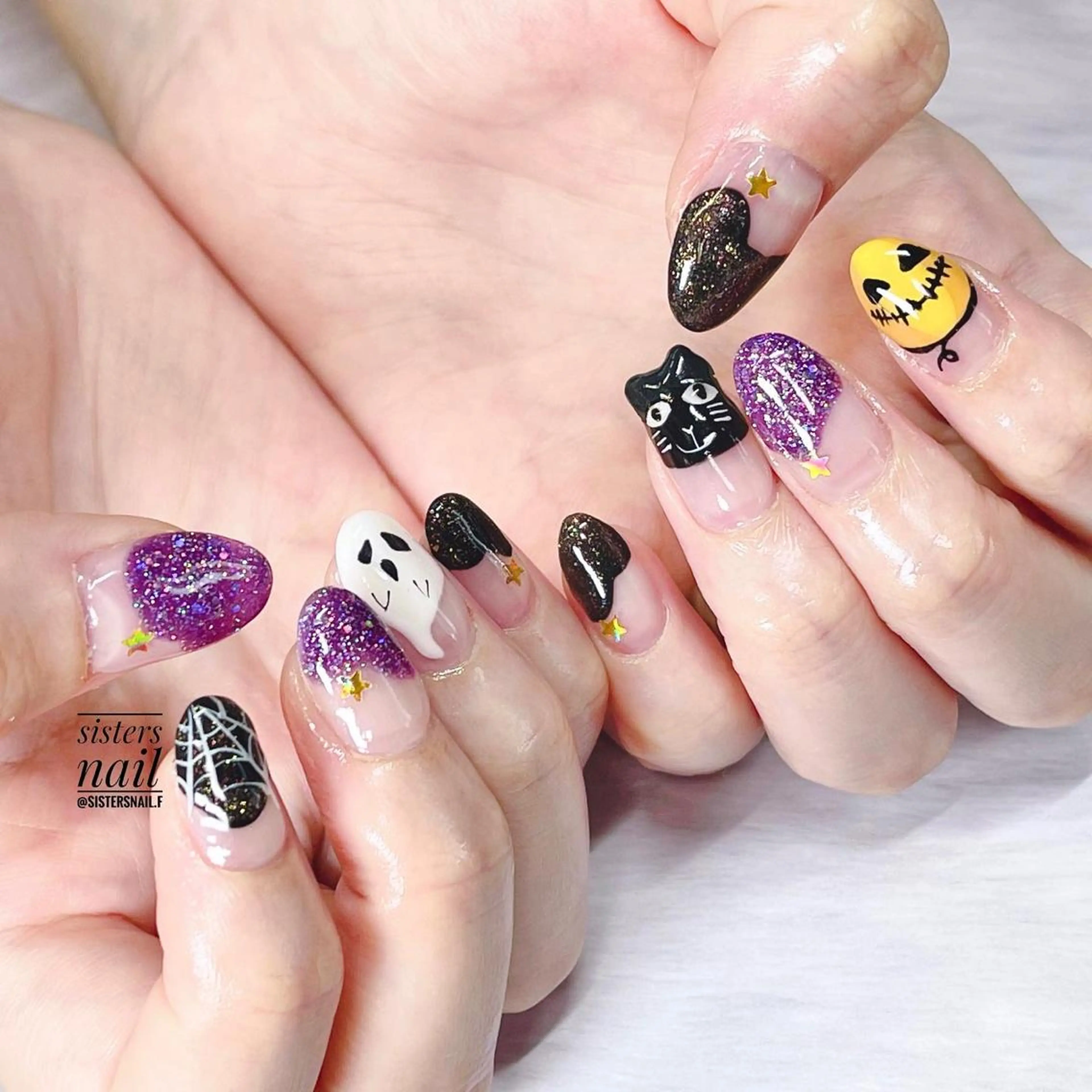 ネイル アートネイル ジェルネイル ハロウィン sisters nail.fのネイルデザイン