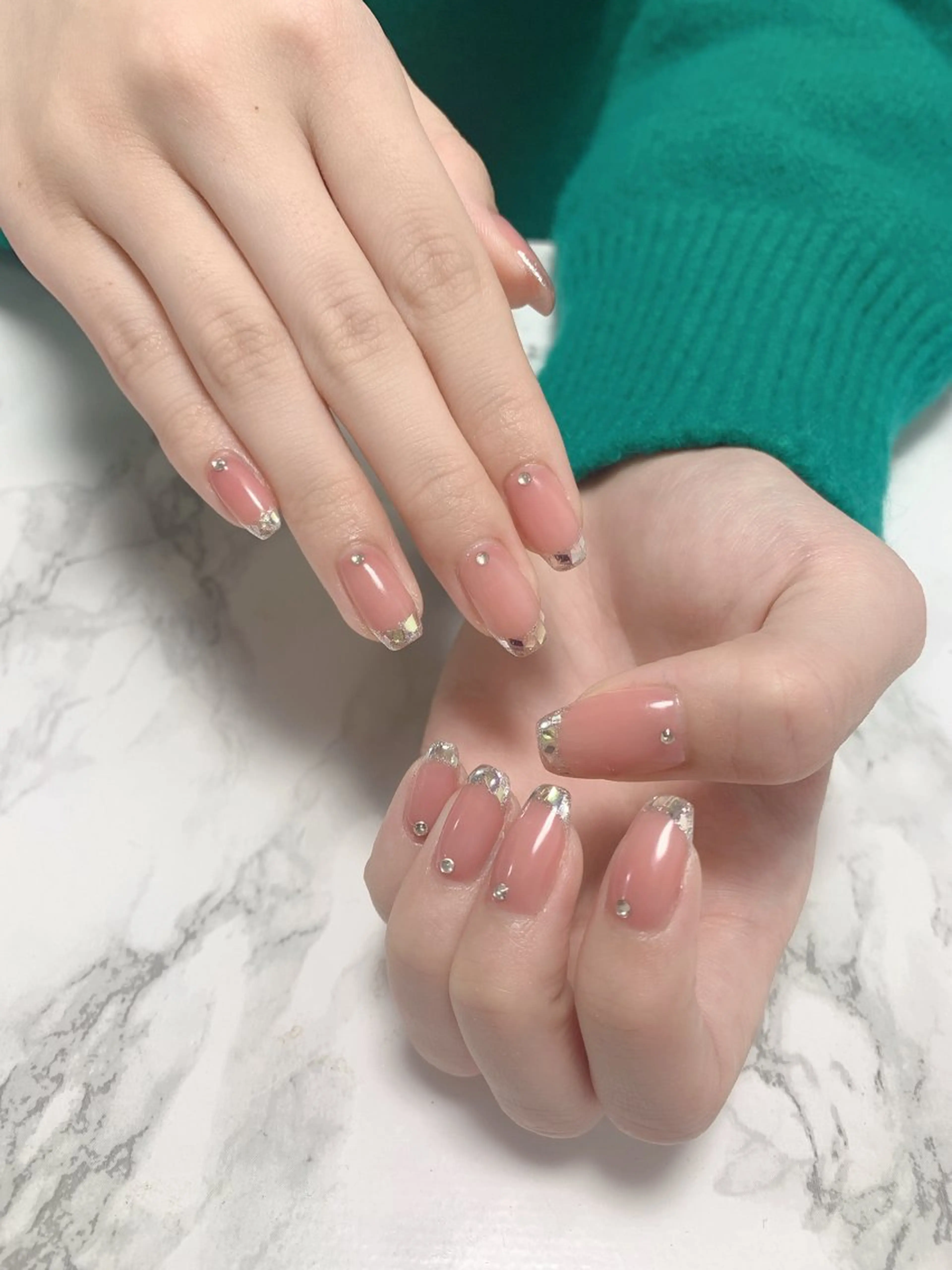 ネイル ハンドネイル はな💎ネイル ワンホン、長さ出しのネイルデザイン