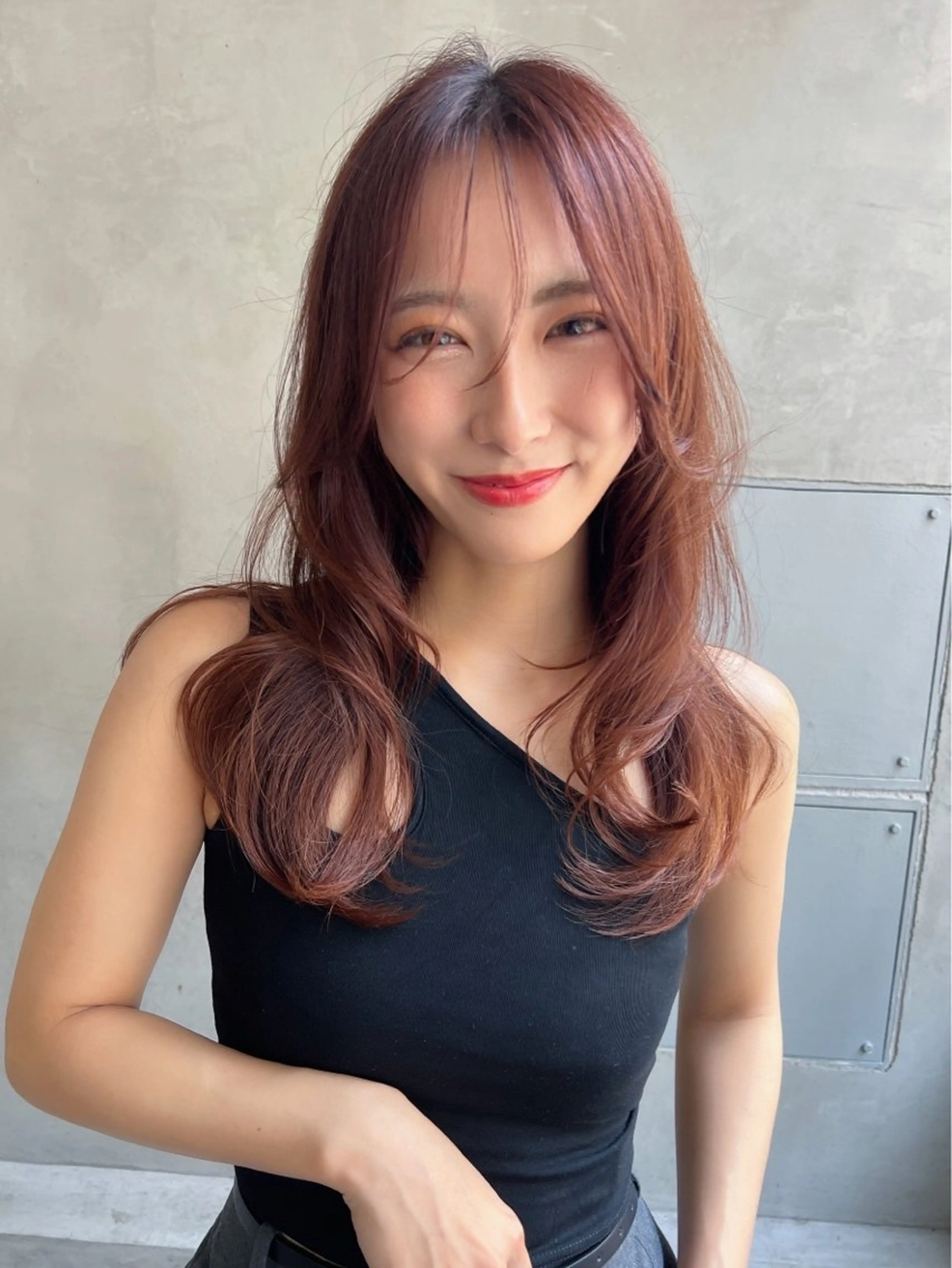 ロング カラー ブラウンカラー ピンクカラー ピンクブラウン MUSASHI ブリーチカラー◎のヘアスタイル