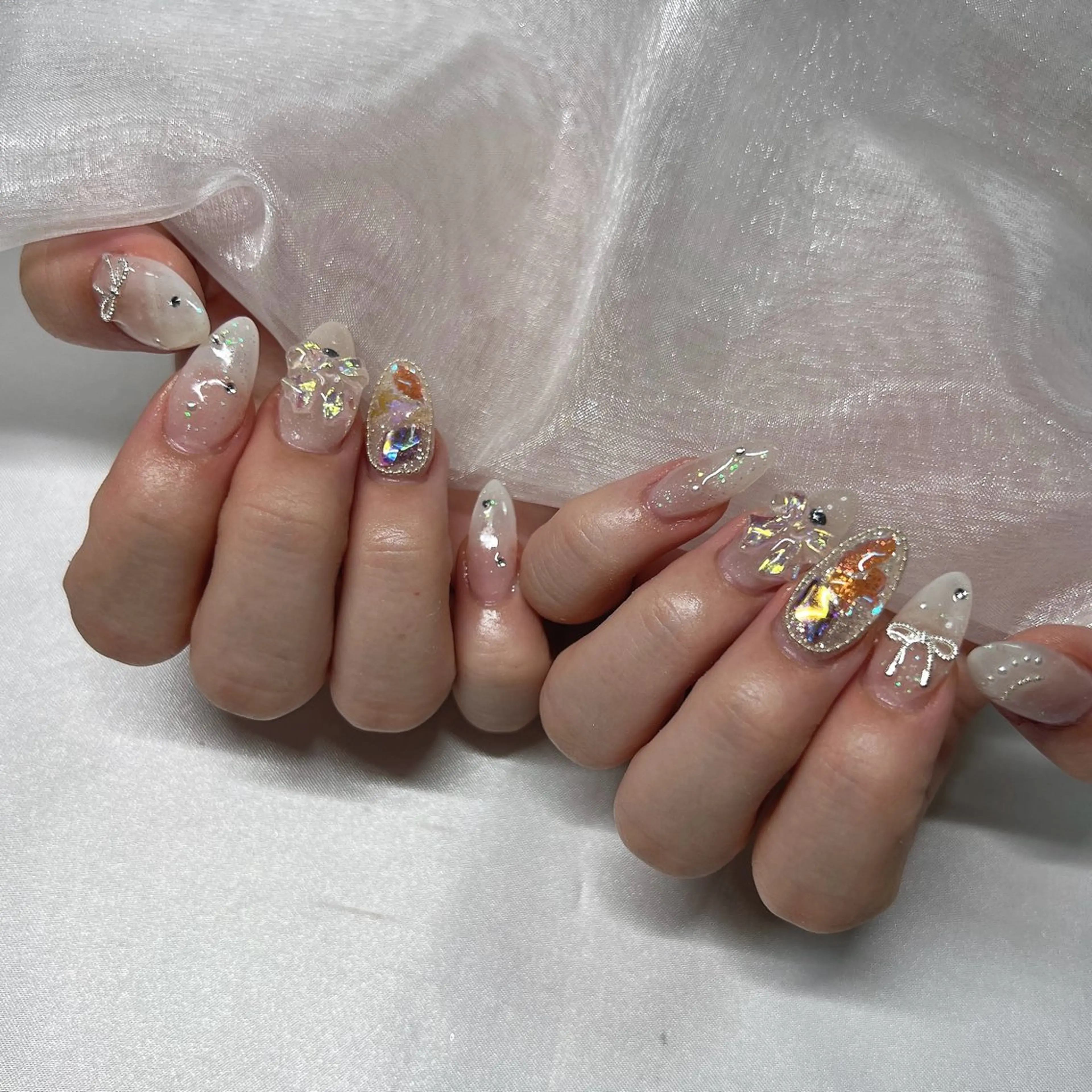 ネイル ジェルネイル 韓国ネイル ラメ(グリッター) マグネットネイル ミラーネイル ハンドネイル -nail salon-Reward所属・nail salon Rewardのネイルデザイン