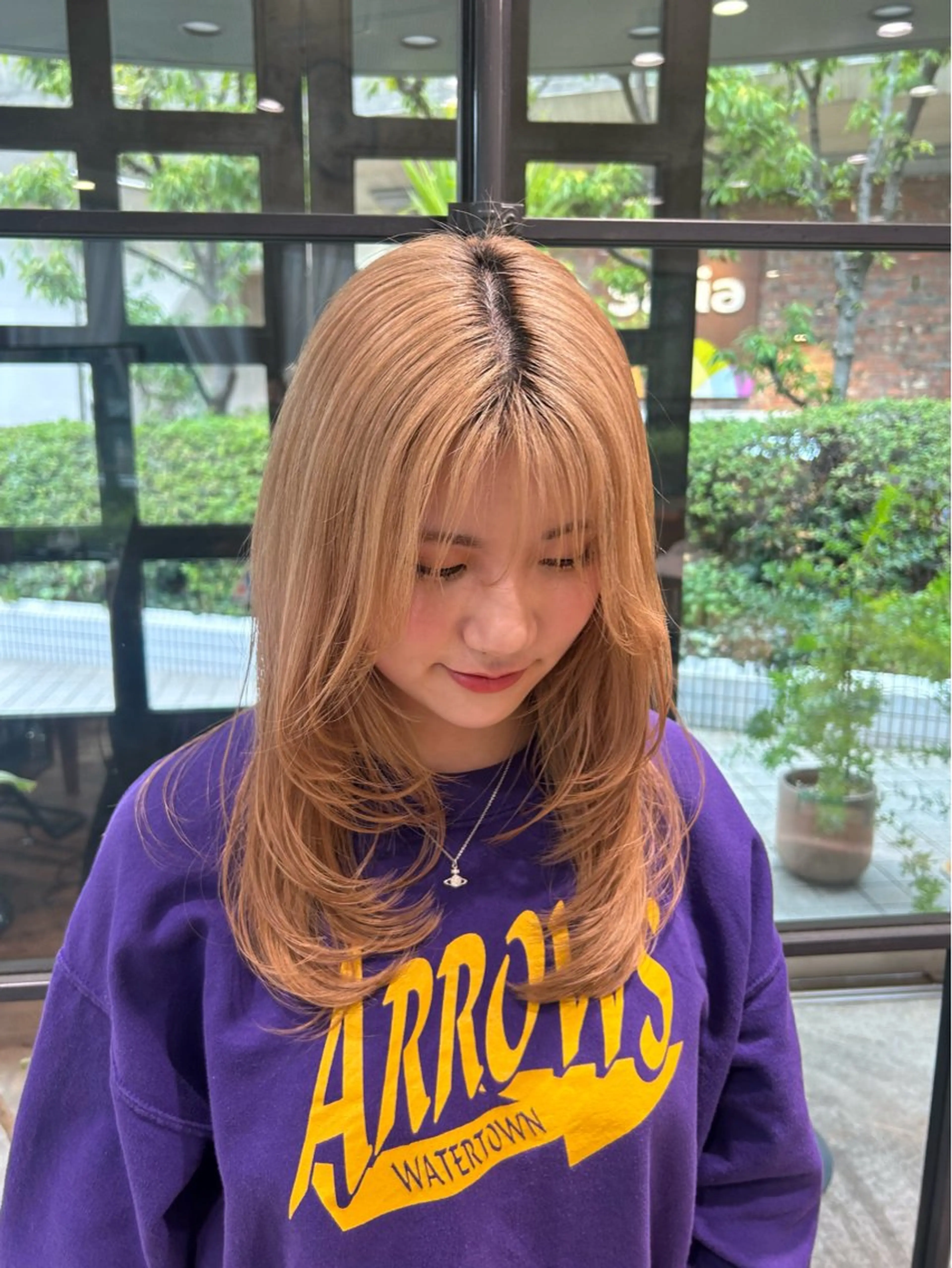 セミロング 顔まわりレイヤー 顔周りカット レイヤーカット カット Lumier de mashu所属・nana/ボブ/ レイヤーカットのヘアスタイル