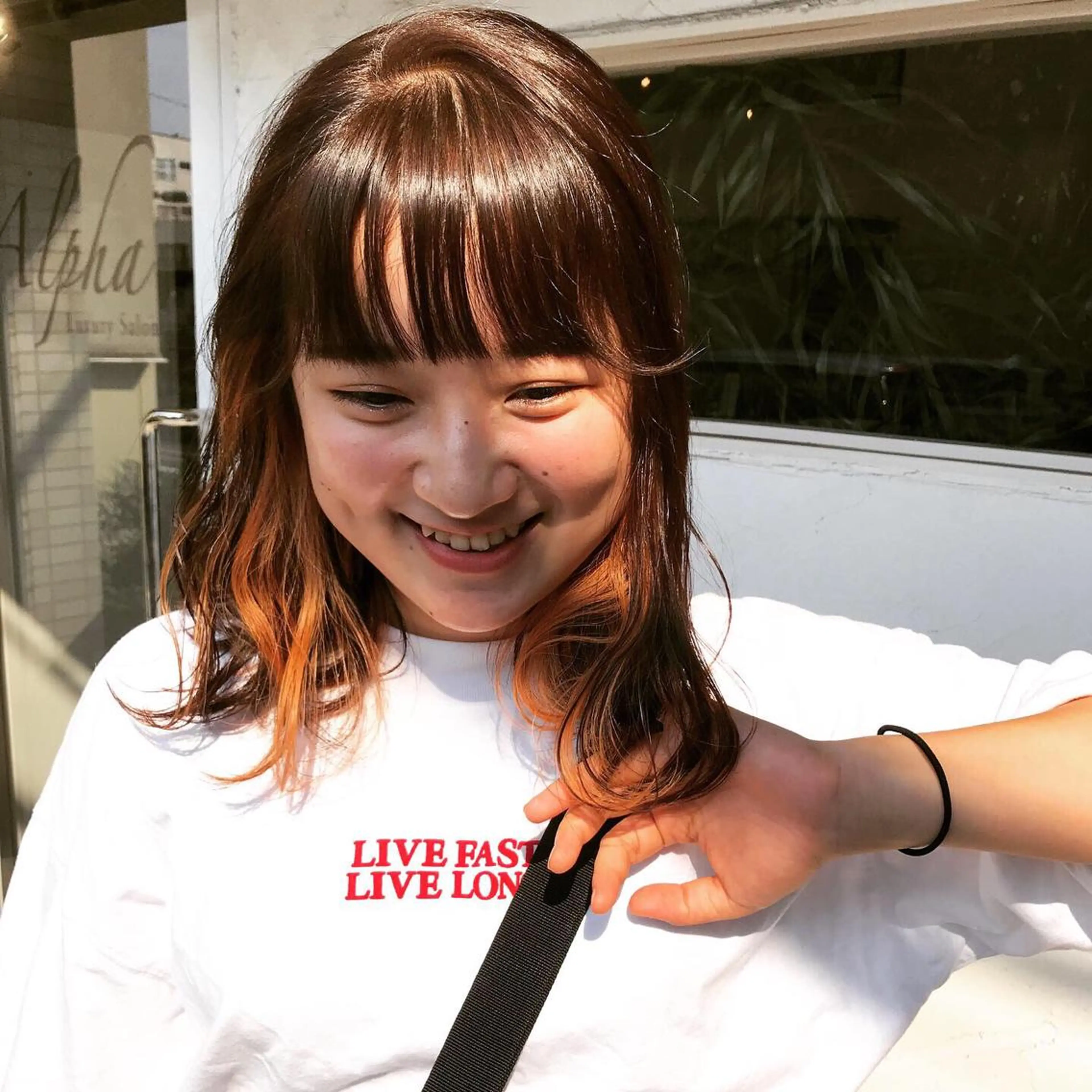 カラー オレンジ 正分 真美のヘアスタイル